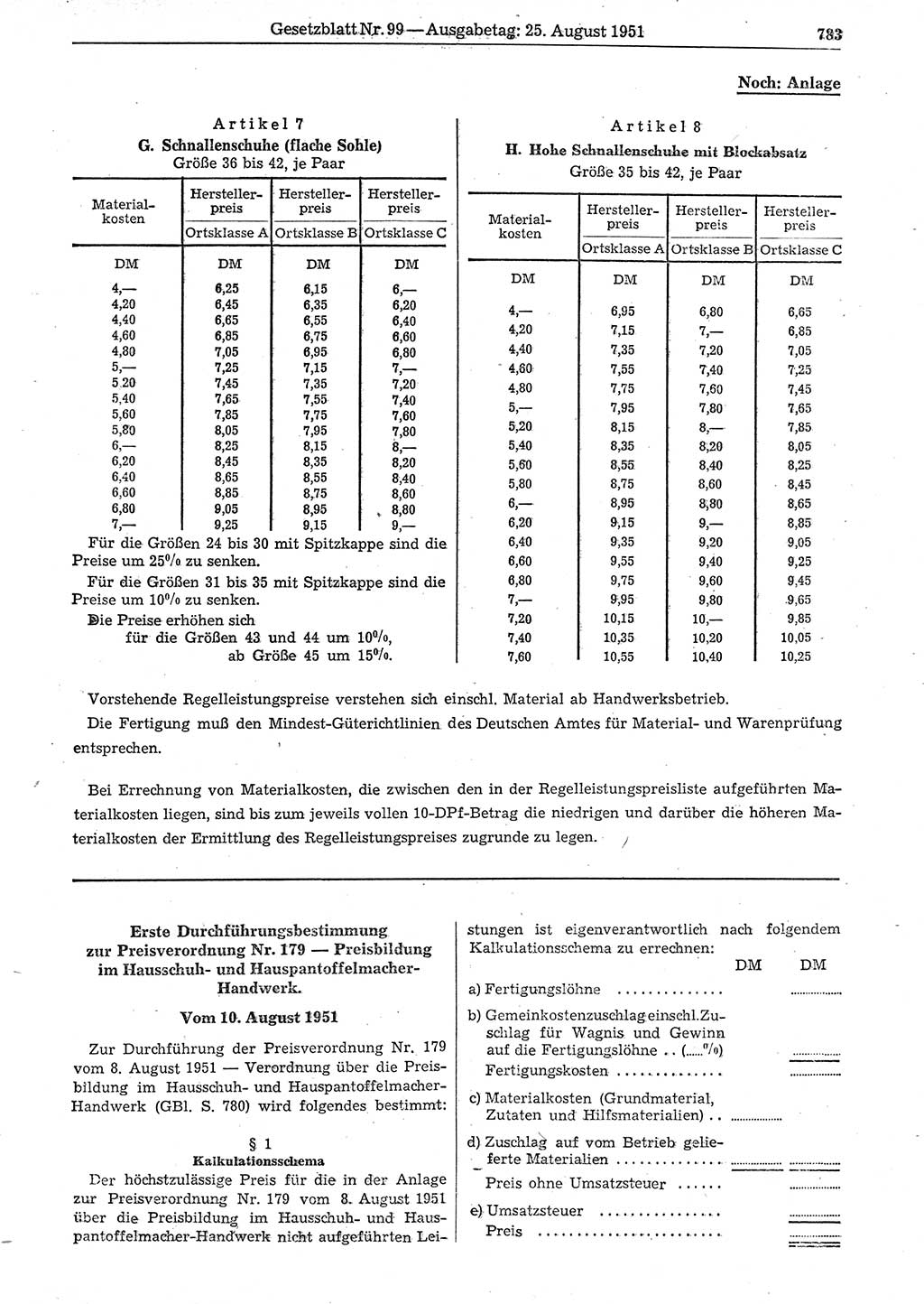 Gesetzblatt (GBl.) der Deutschen Demokratischen Republik (DDR) 1951, Seite 783 (GBl. DDR 1951, S. 783)