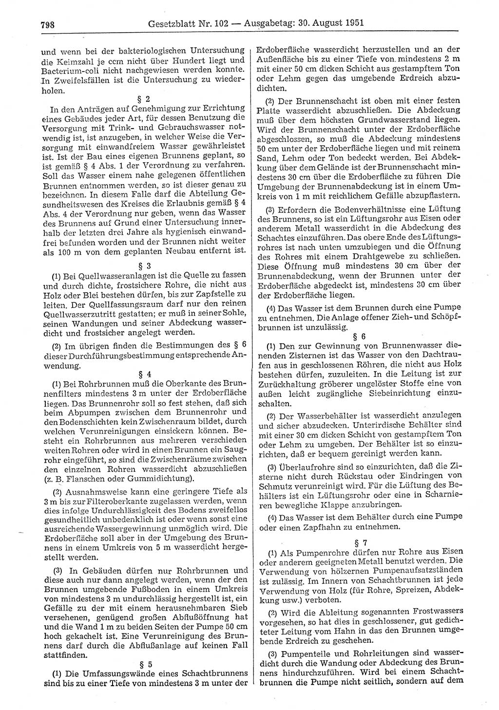 Gesetzblatt (GBl.) der Deutschen Demokratischen Republik (DDR) 1951, Seite 798 (GBl. DDR 1951, S. 798)
