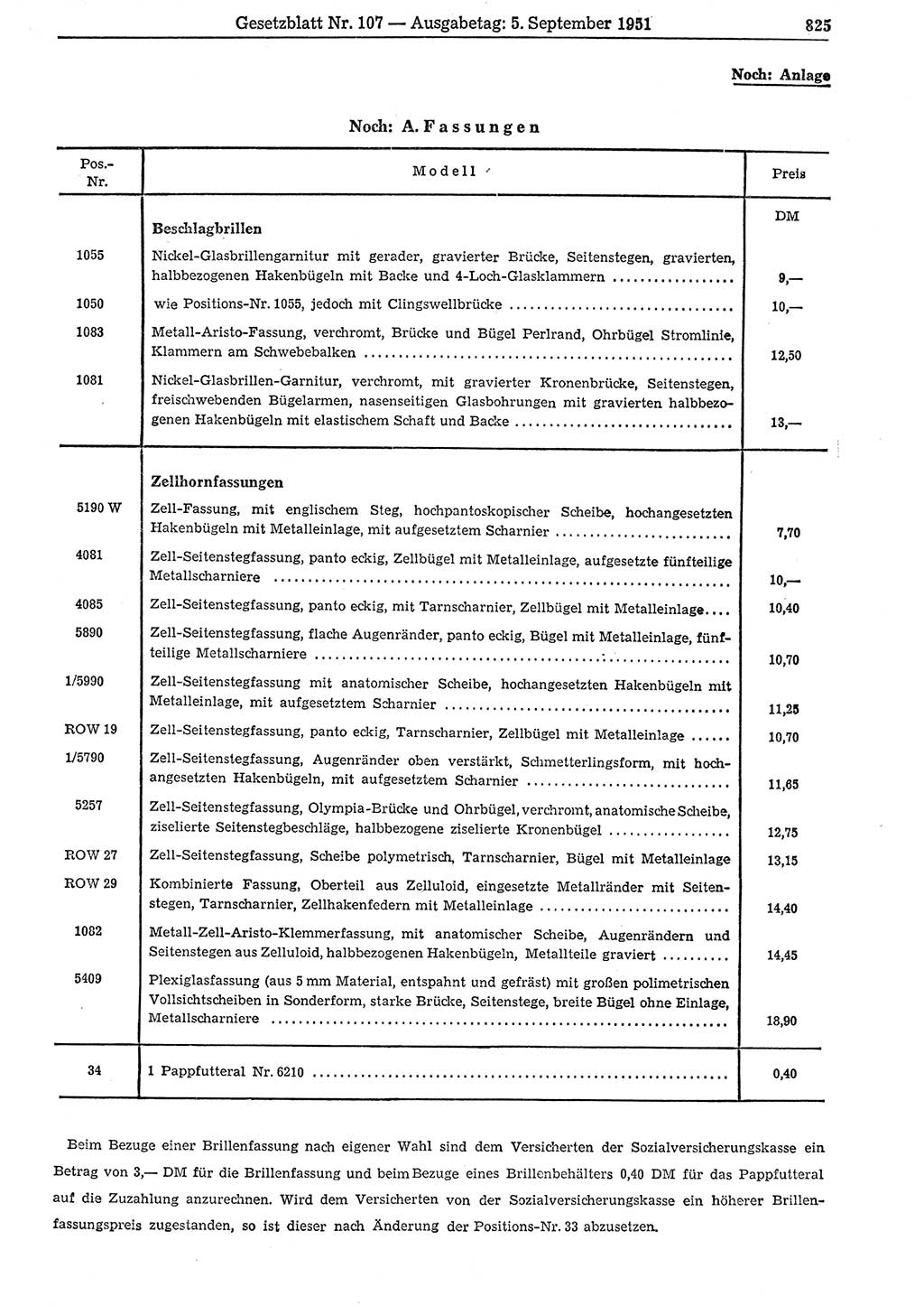 Gesetzblatt (GBl.) der Deutschen Demokratischen Republik (DDR) 1951, Seite 825 (GBl. DDR 1951, S. 825)
