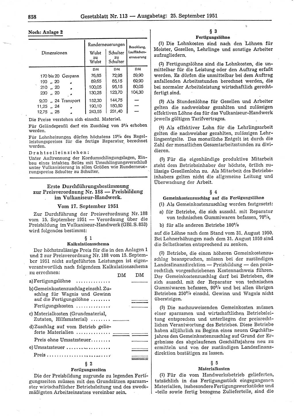 Gesetzblatt (GBl.) der Deutschen Demokratischen Republik (DDR) 1951, Seite 858 (GBl. DDR 1951, S. 858)