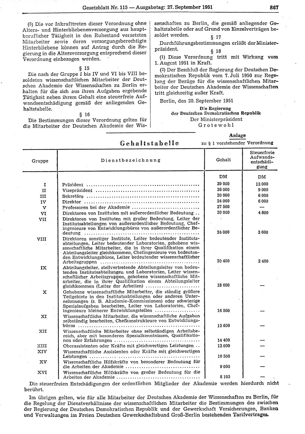 Gesetzblatt (GBl.) der Deutschen Demokratischen Republik (DDR) 1951, Seite 867 (GBl. DDR 1951, S. 867)
