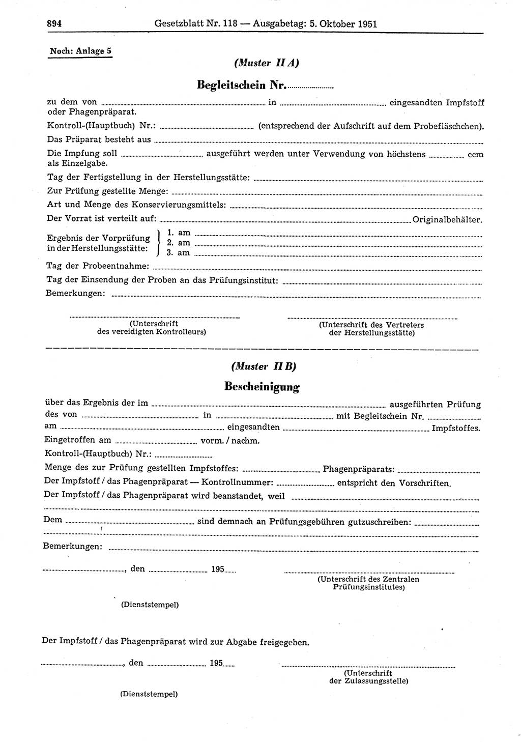 Gesetzblatt (GBl.) der Deutschen Demokratischen Republik (DDR) 1951, Seite 894 (GBl. DDR 1951, S. 894)