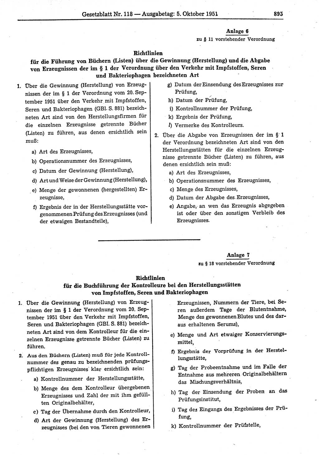 Gesetzblatt (GBl.) der Deutschen Demokratischen Republik (DDR) 1951, Seite 895 (GBl. DDR 1951, S. 895)