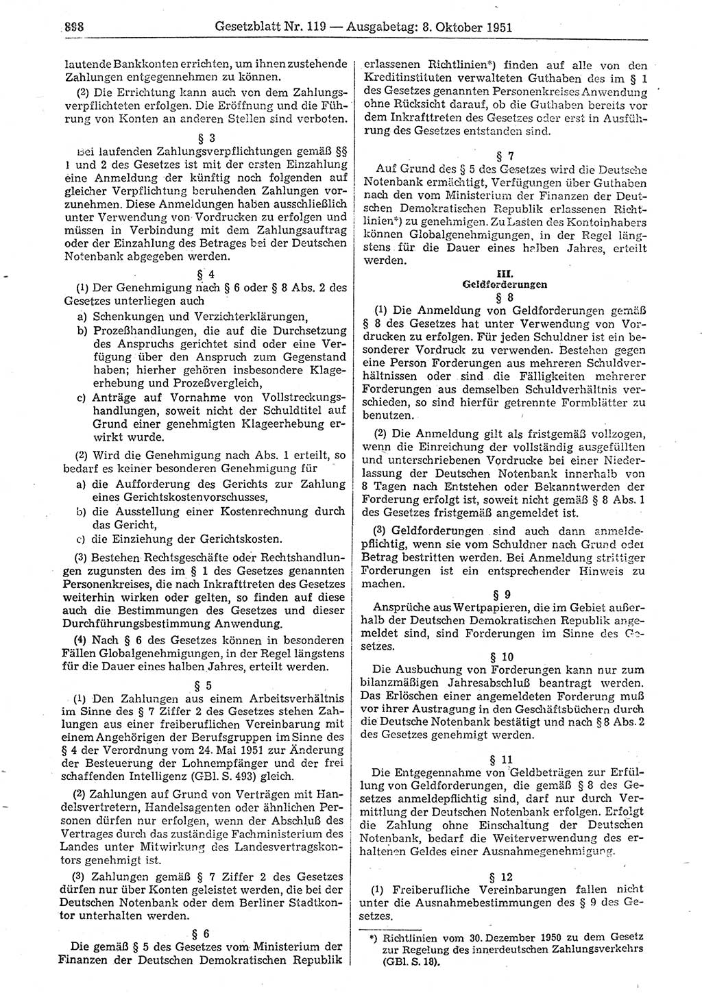 Gesetzblatt (GBl.) der Deutschen Demokratischen Republik (DDR) 1951, Seite 898 (GBl. DDR 1951, S. 898)