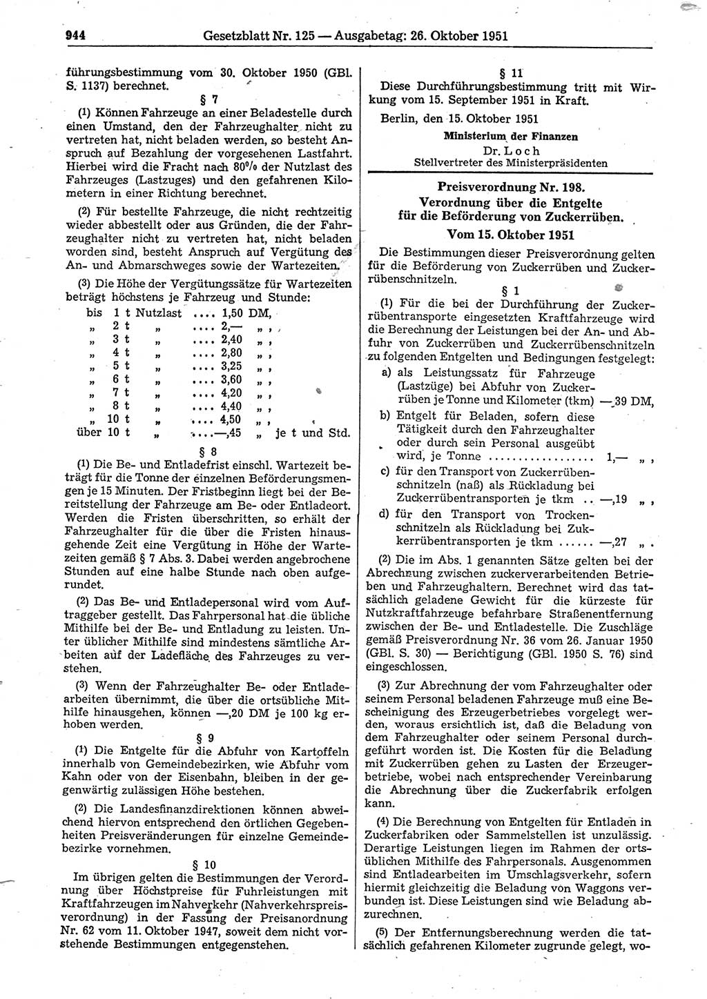 Gesetzblatt (GBl.) der Deutschen Demokratischen Republik (DDR) 1951, Seite 944 (GBl. DDR 1951, S. 944)