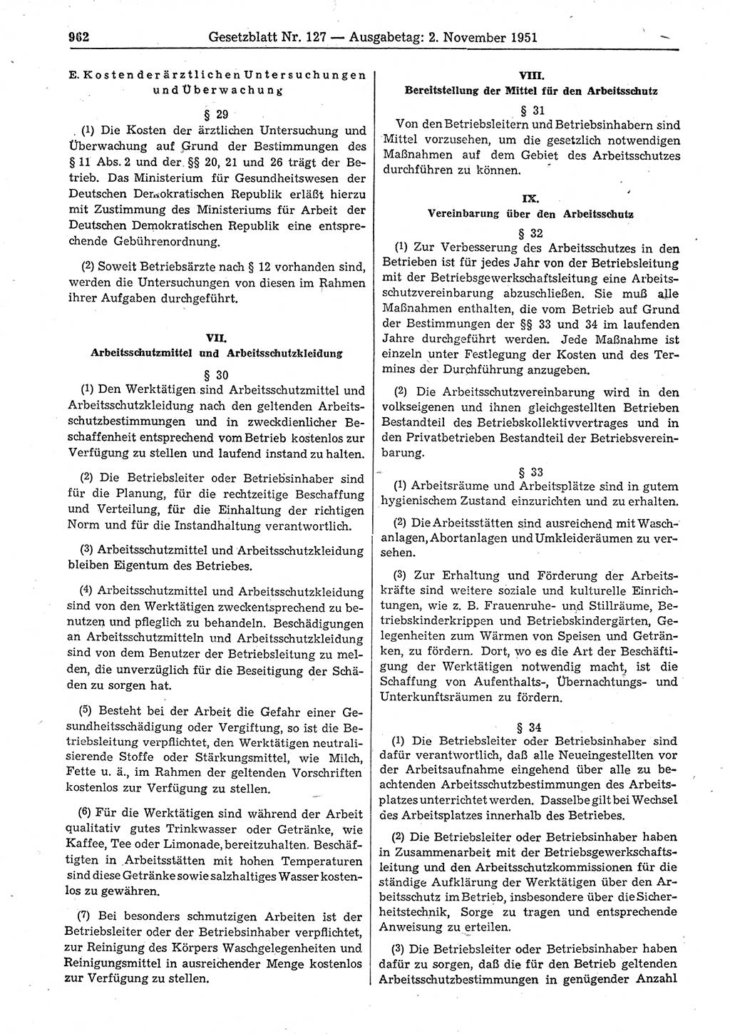 Gesetzblatt (GBl.) der Deutschen Demokratischen Republik (DDR) 1951, Seite 962 (GBl. DDR 1951, S. 962)