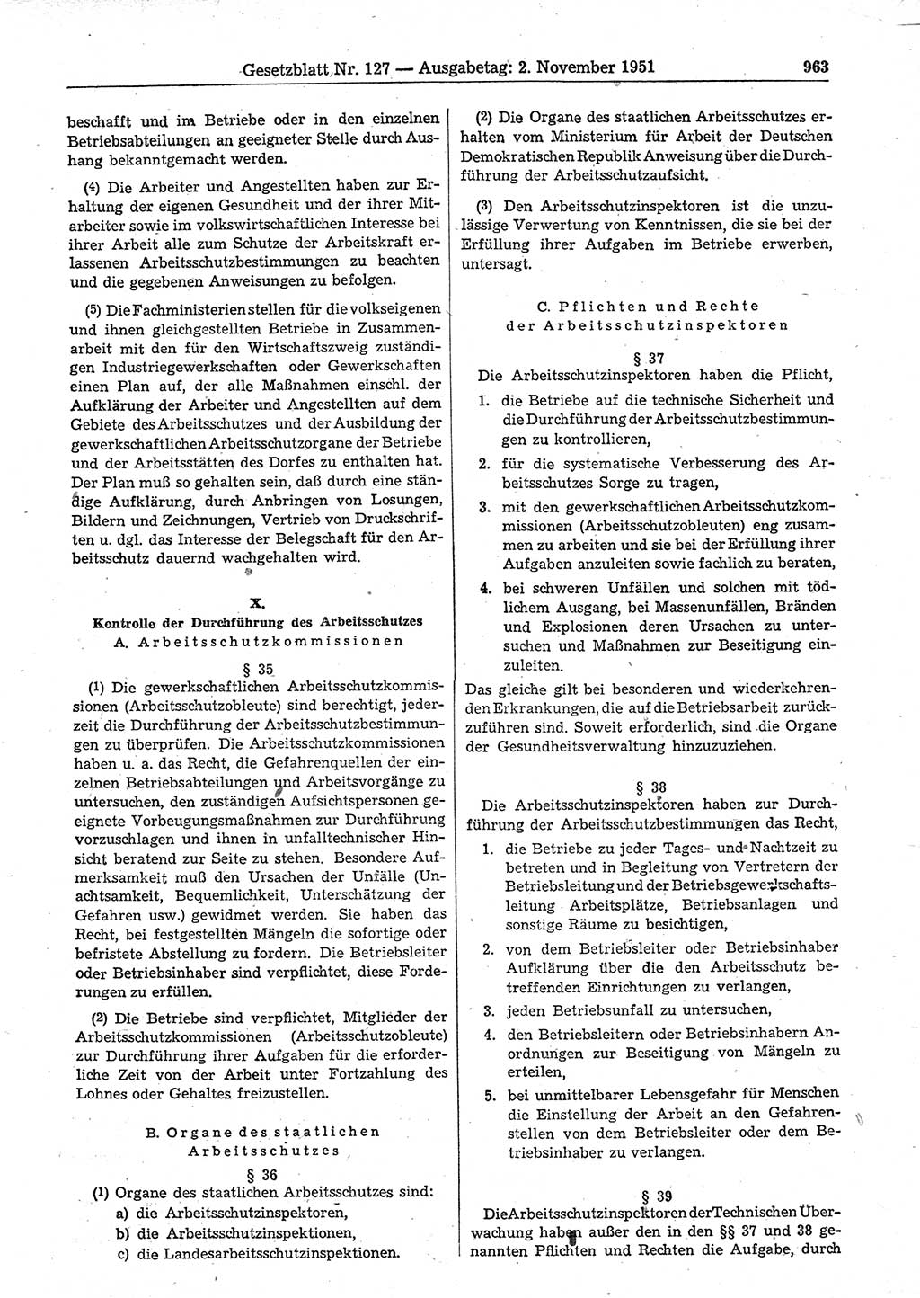 Gesetzblatt (GBl.) der Deutschen Demokratischen Republik (DDR) 1951, Seite 963 (GBl. DDR 1951, S. 963)