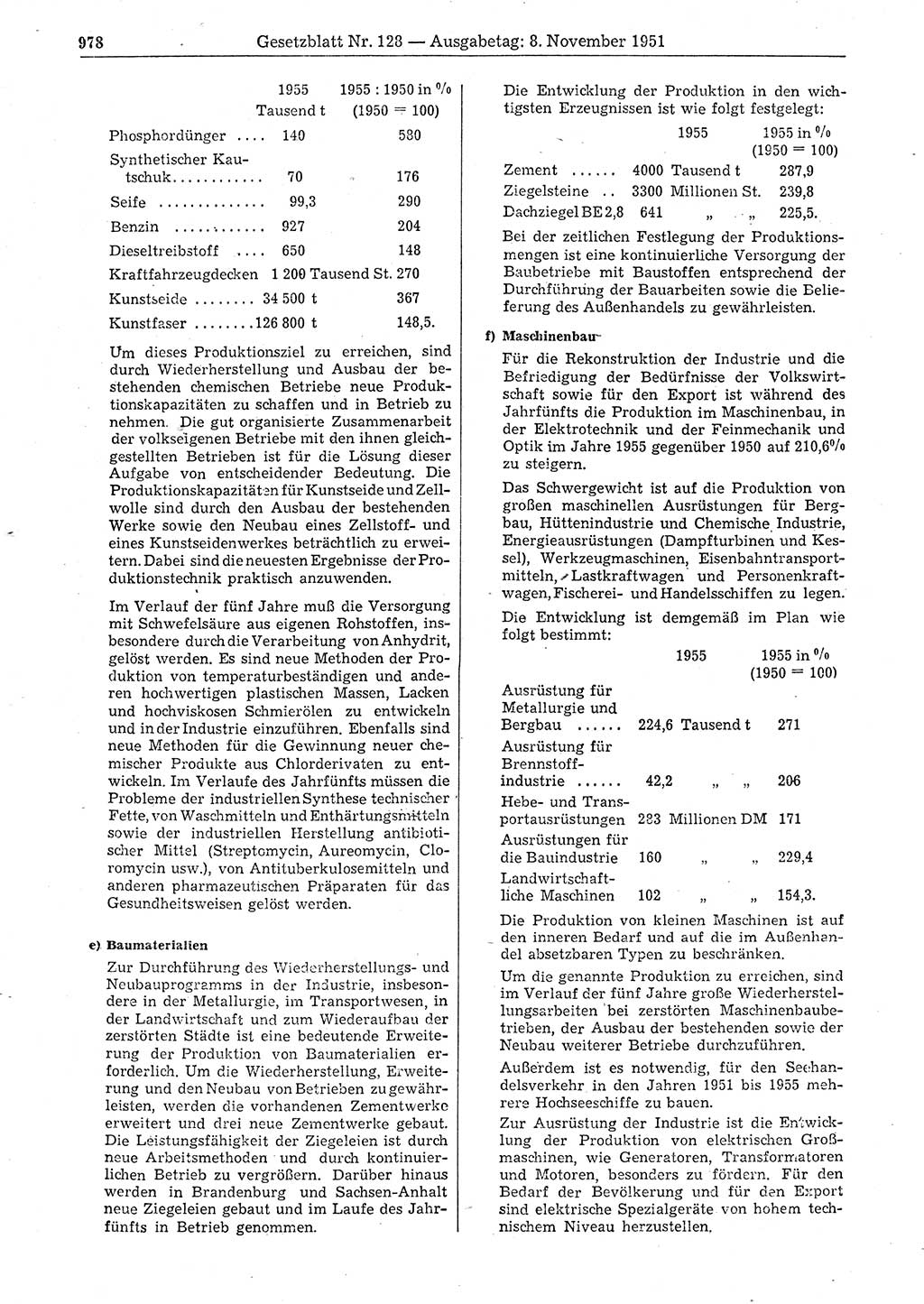 Gesetzblatt (GBl.) der Deutschen Demokratischen Republik (DDR) 1951, Seite 978 (GBl. DDR 1951, S. 978)