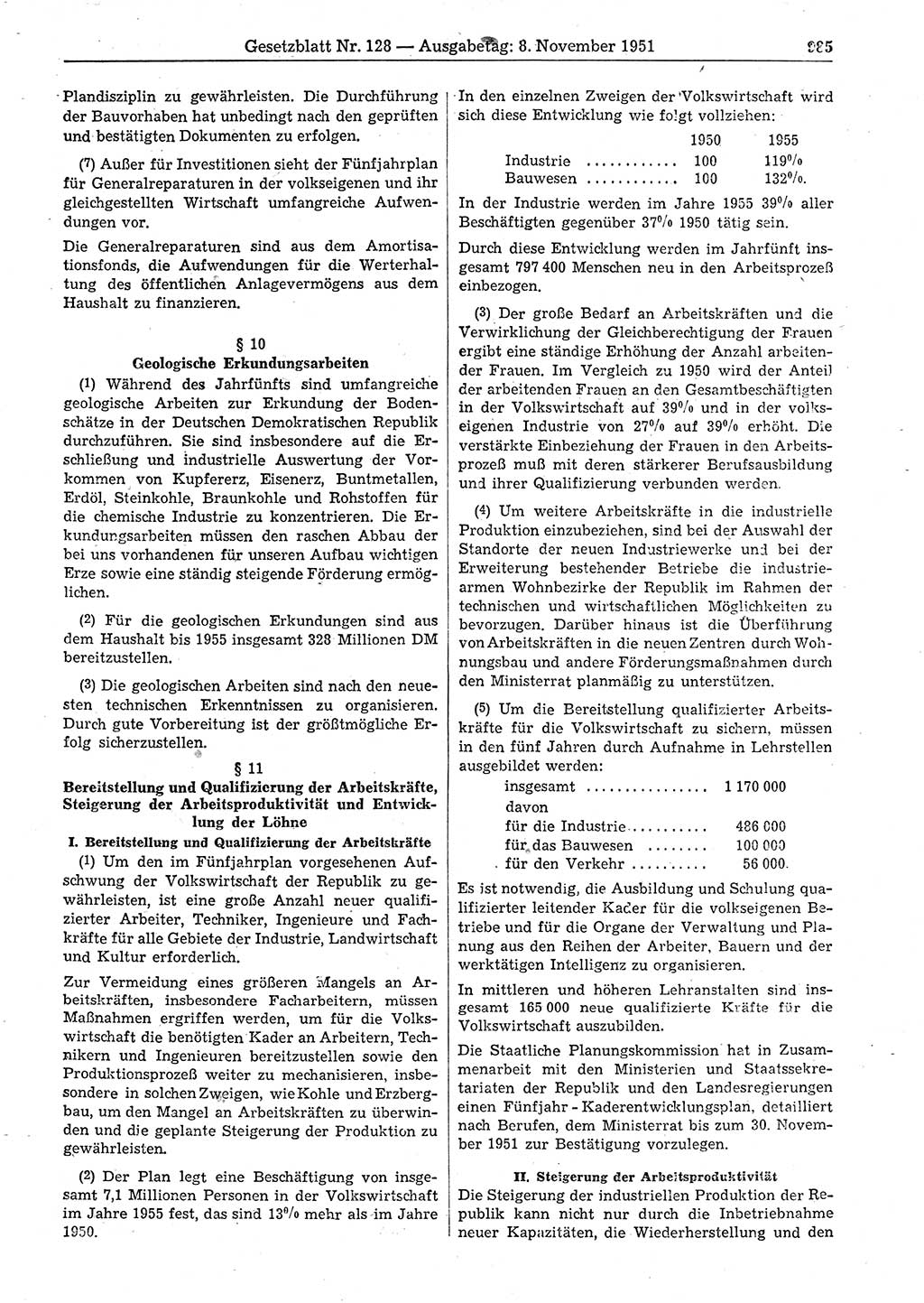 Gesetzblatt (GBl.) der Deutschen Demokratischen Republik (DDR) 1951, Seite 985 (GBl. DDR 1951, S. 985)
