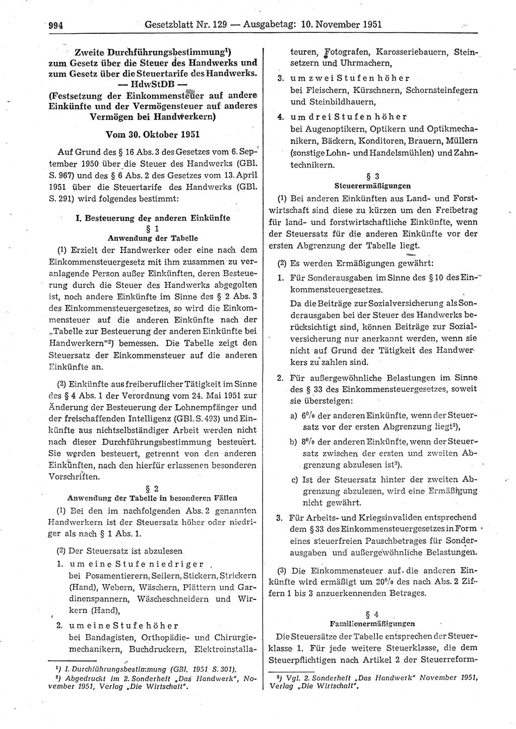 Gesetzblatt (GBl.) der Deutschen Demokratischen Republik (DDR) 1951, Seite 994 (GBl. DDR 1951, S. 994)