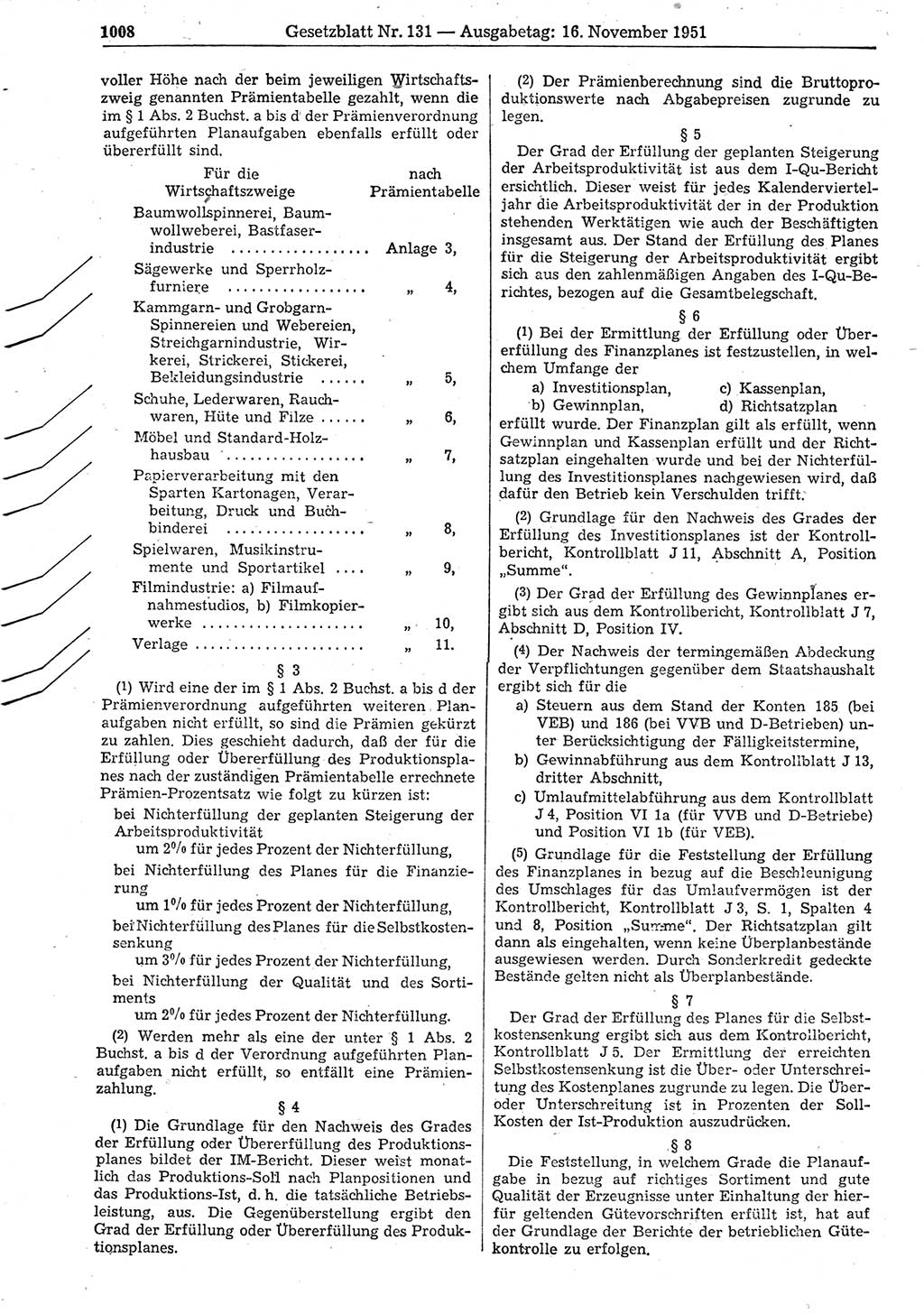 Gesetzblatt (GBl.) der Deutschen Demokratischen Republik (DDR) 1951, Seite 1008 (GBl. DDR 1951, S. 1008)