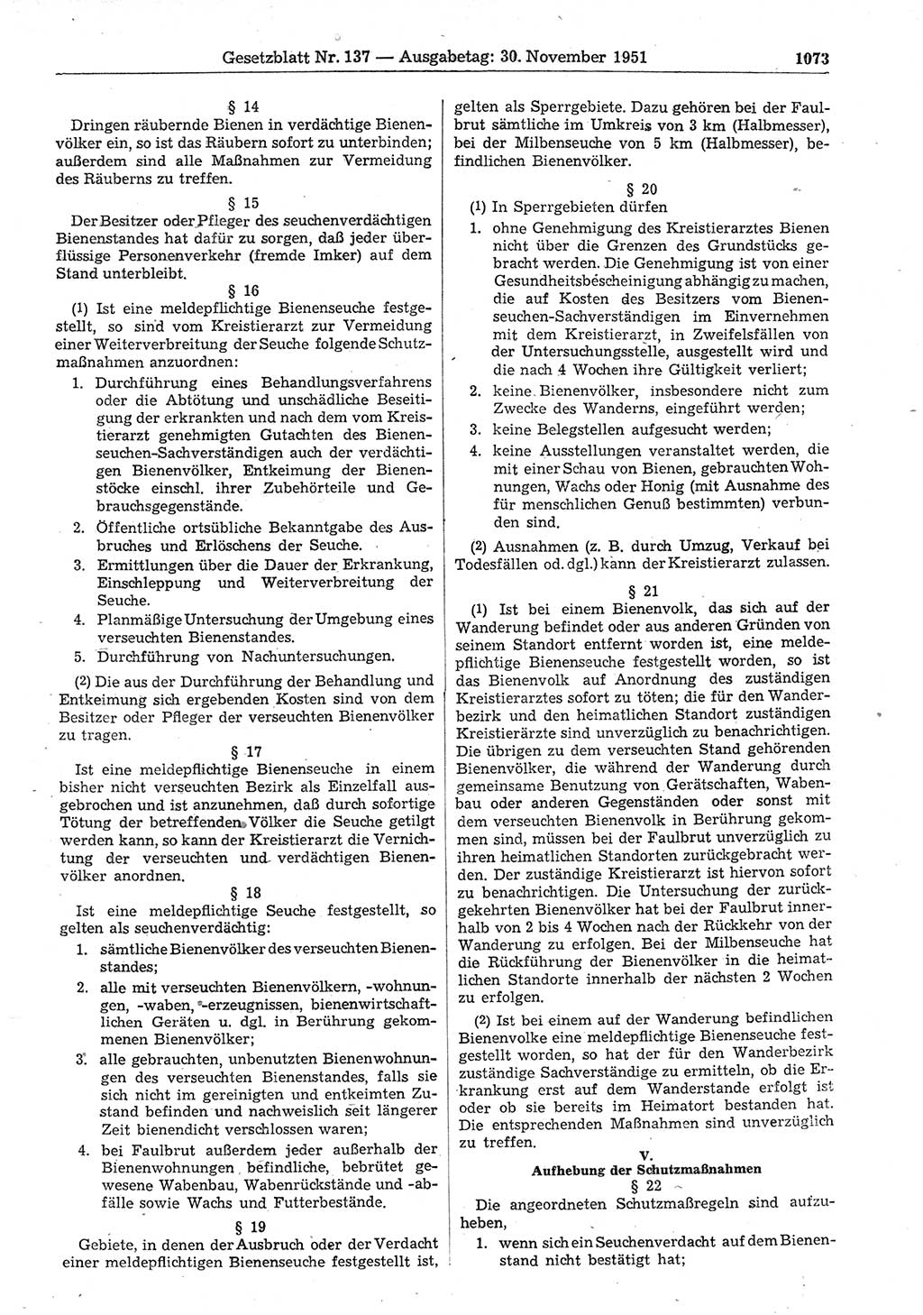 Gesetzblatt (GBl.) der Deutschen Demokratischen Republik (DDR) 1951, Seite 1073 (GBl. DDR 1951, S. 1073)
