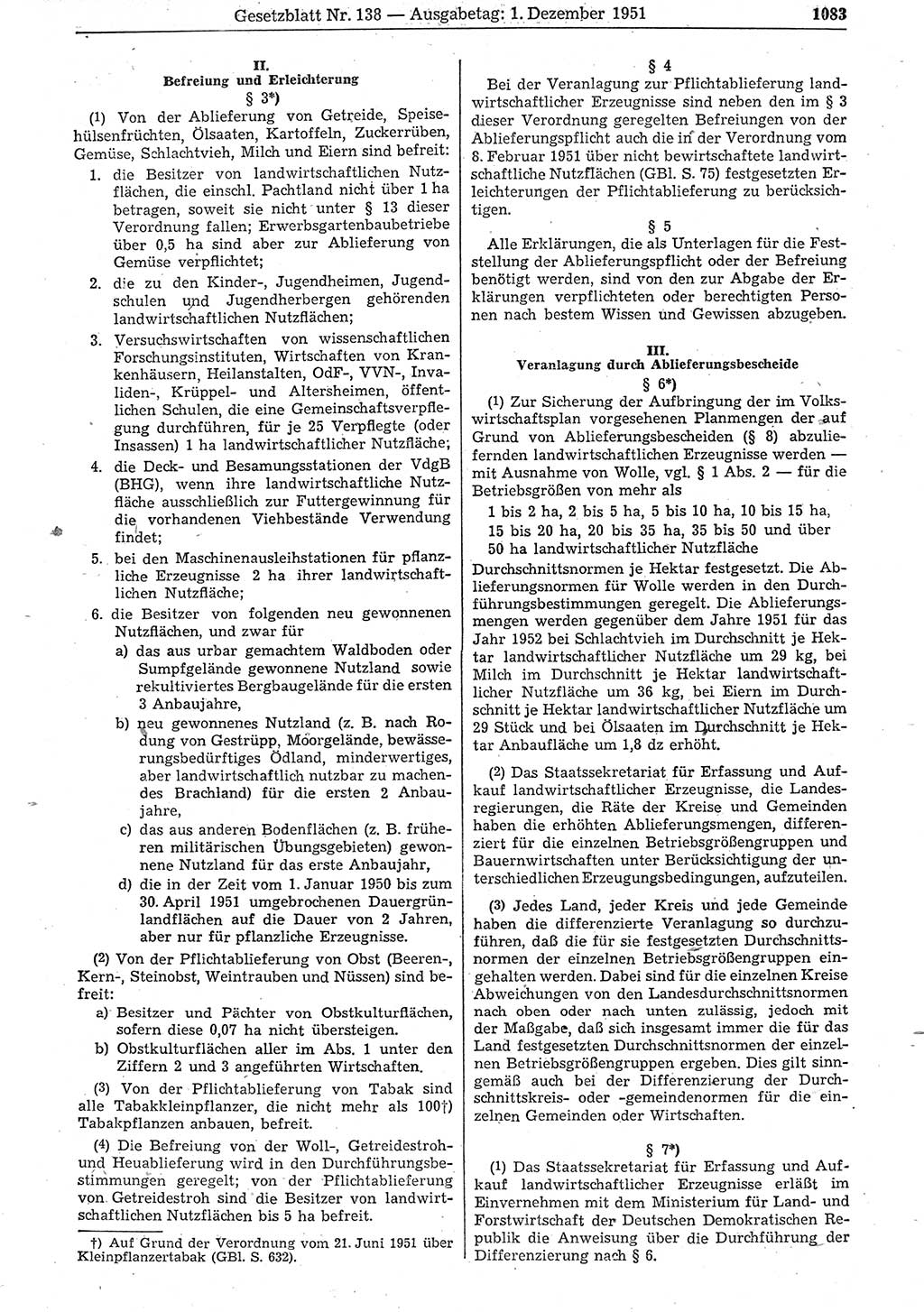 Gesetzblatt (GBl.) der Deutschen Demokratischen Republik (DDR) 1951, Seite 1083 (GBl. DDR 1951, S. 1083)
