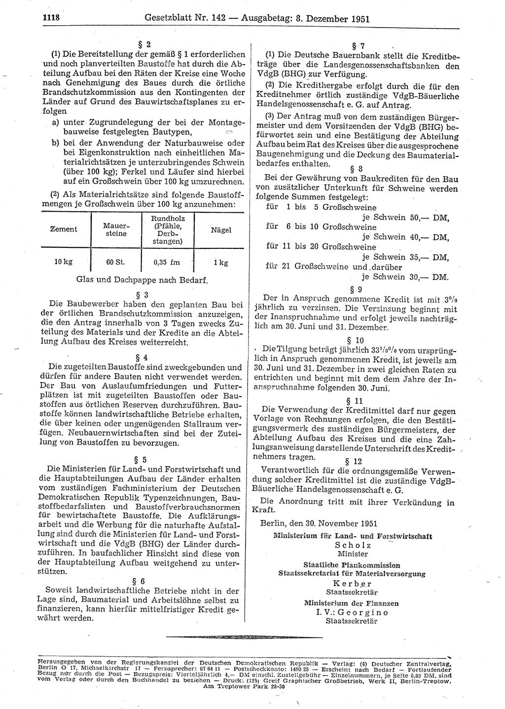 Gesetzblatt (GBl.) der Deutschen Demokratischen Republik (DDR) 1951, Seite 1118 (GBl. DDR 1951, S. 1118)