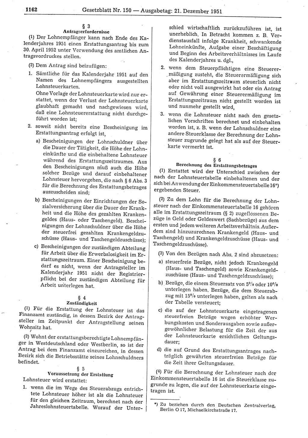 Gesetzblatt (GBl.) der Deutschen Demokratischen Republik (DDR) 1951, Seite 1164 (GBl. DDR 1951, S. 1164)