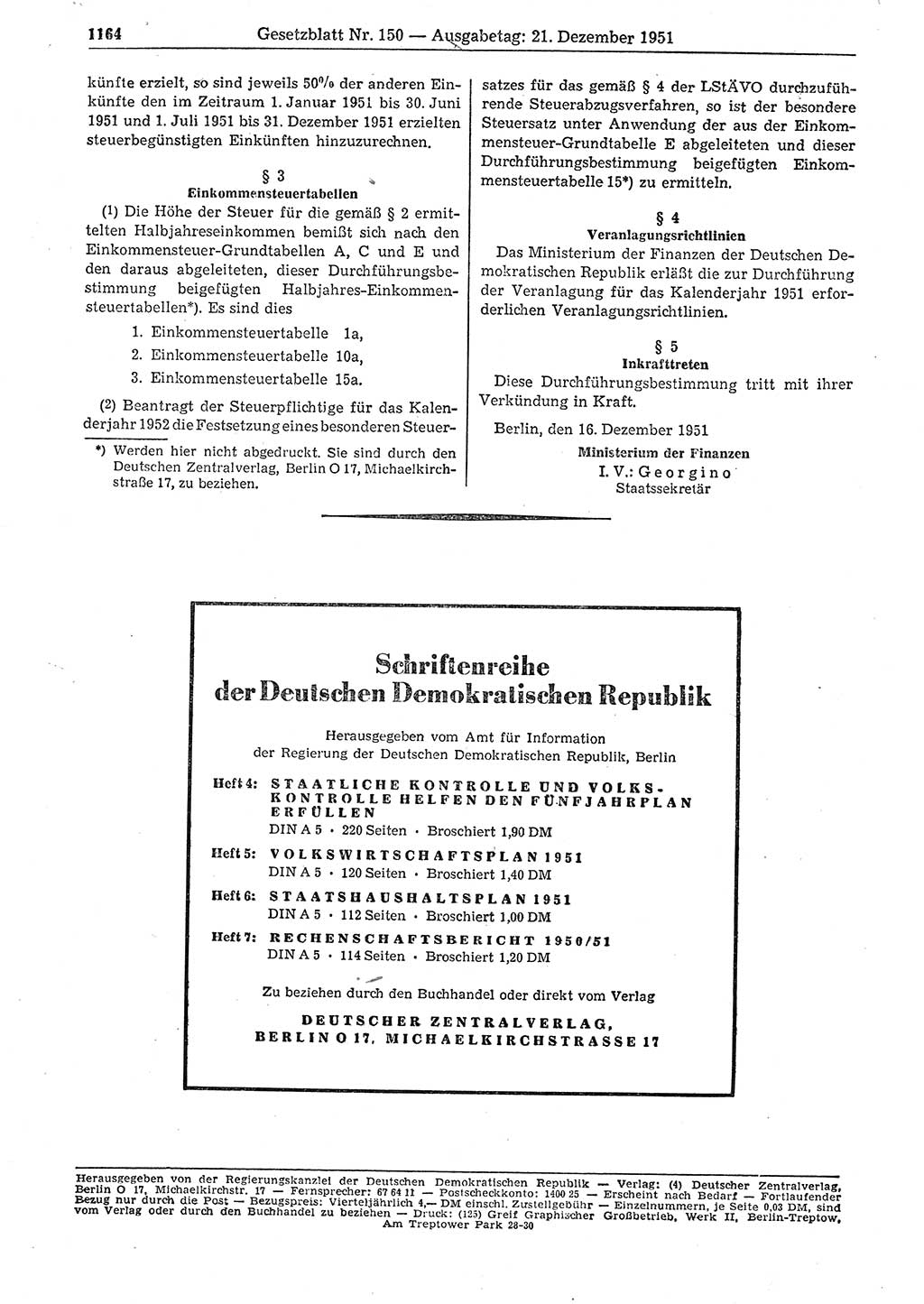 Gesetzblatt (GBl.) der Deutschen Demokratischen Republik (DDR) 1951, Seite 1166 (GBl. DDR 1951, S. 1166)