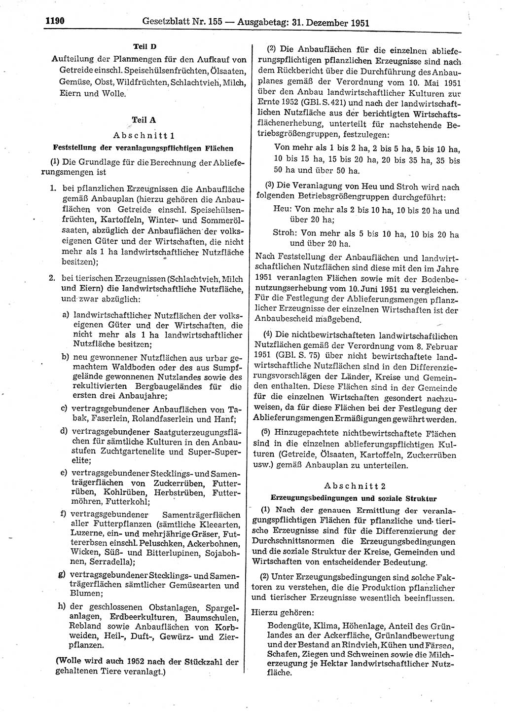 Gesetzblatt (GBl.) der Deutschen Demokratischen Republik (DDR) 1951, Seite 1190 (GBl. DDR 1951, S. 1190)