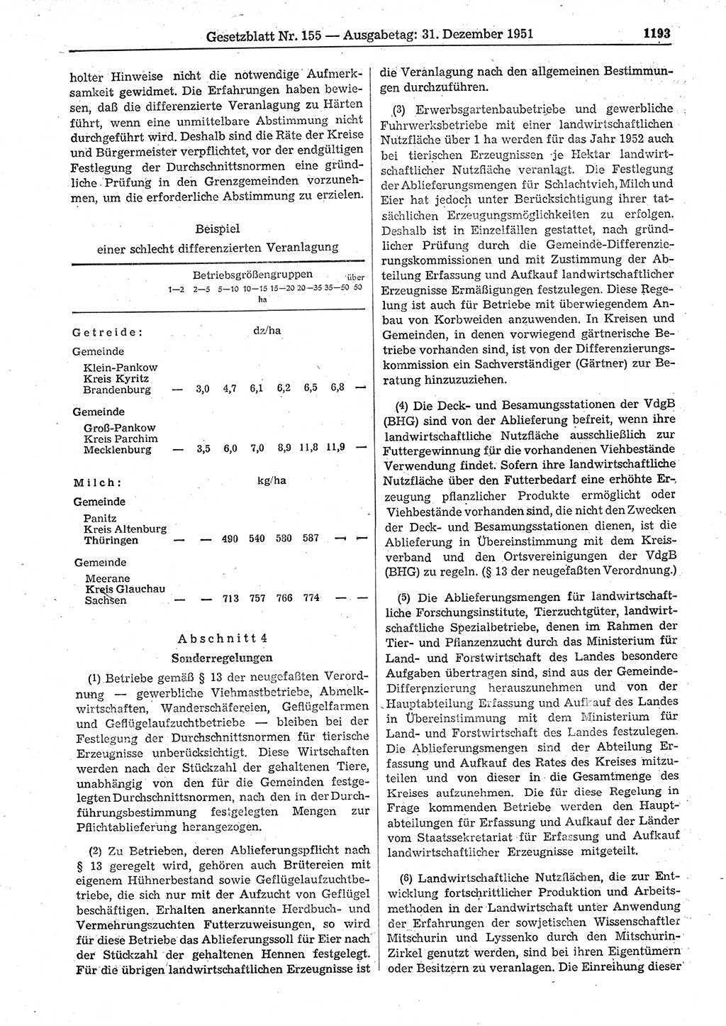 Gesetzblatt (GBl.) der Deutschen Demokratischen Republik (DDR) 1951, Seite 1193 (GBl. DDR 1951, S. 1193)