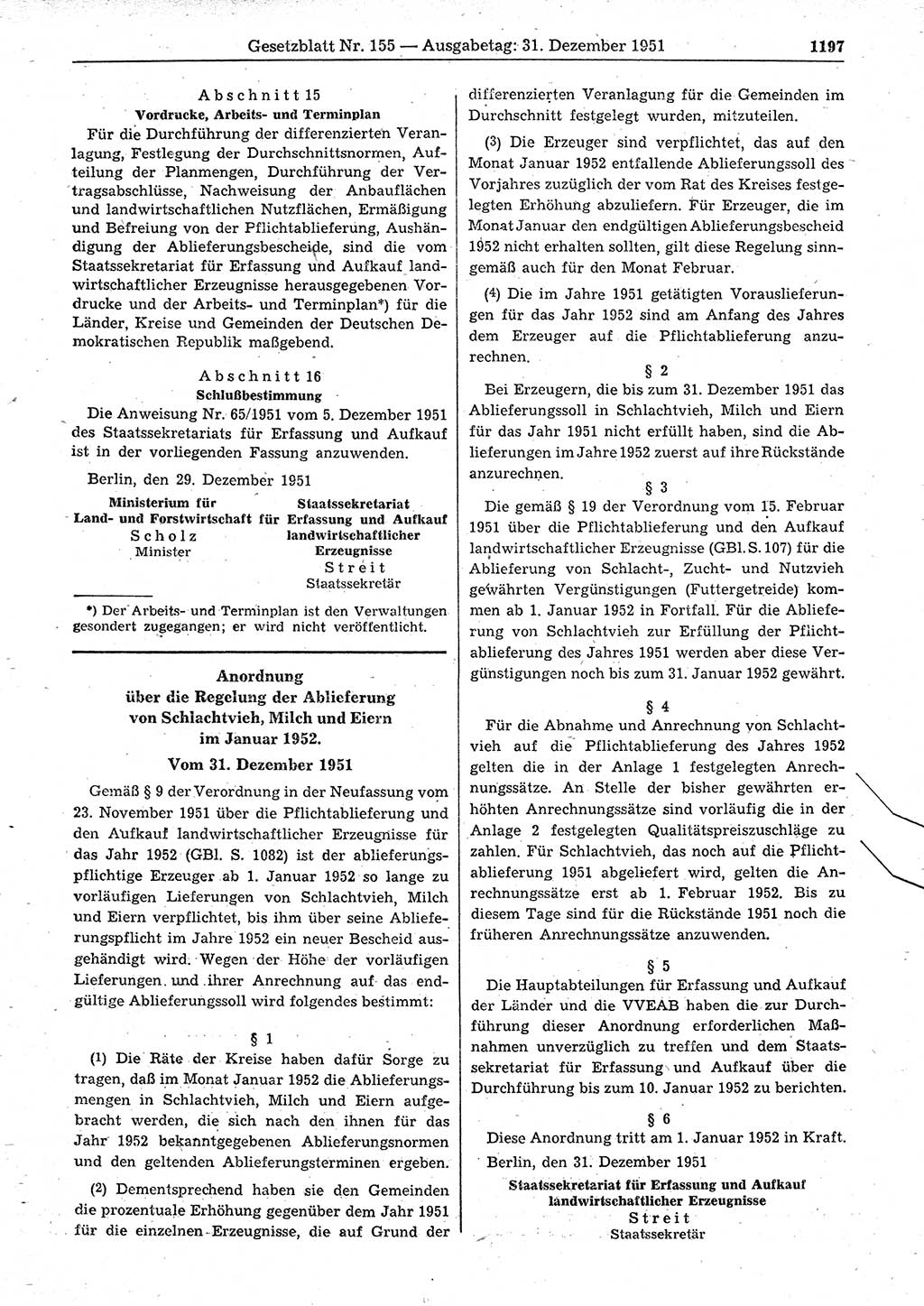 Gesetzblatt (GBl.) der Deutschen Demokratischen Republik (DDR) 1951, Seite 1197 (GBl. DDR 1951, S. 1197)