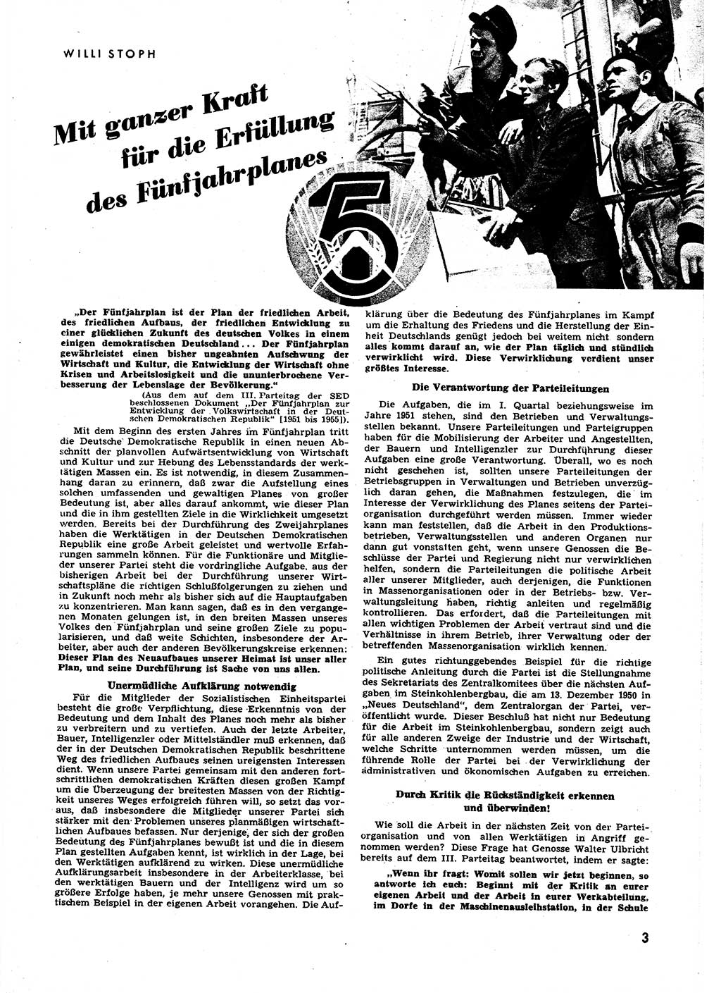Neuer Weg (NW), Halbmonatsschrift für aktuelle Fragen der Arbeiterbewegung [Zentralkomitee (ZK) Sozialistische Einheitspartei Deutschlands (SED)], 6. Jahrgang [Deutsche Demokratische Republik (DDR)] 1951, Heft 1/3 (NW ZK SED DDR 1951, H. 1/3)