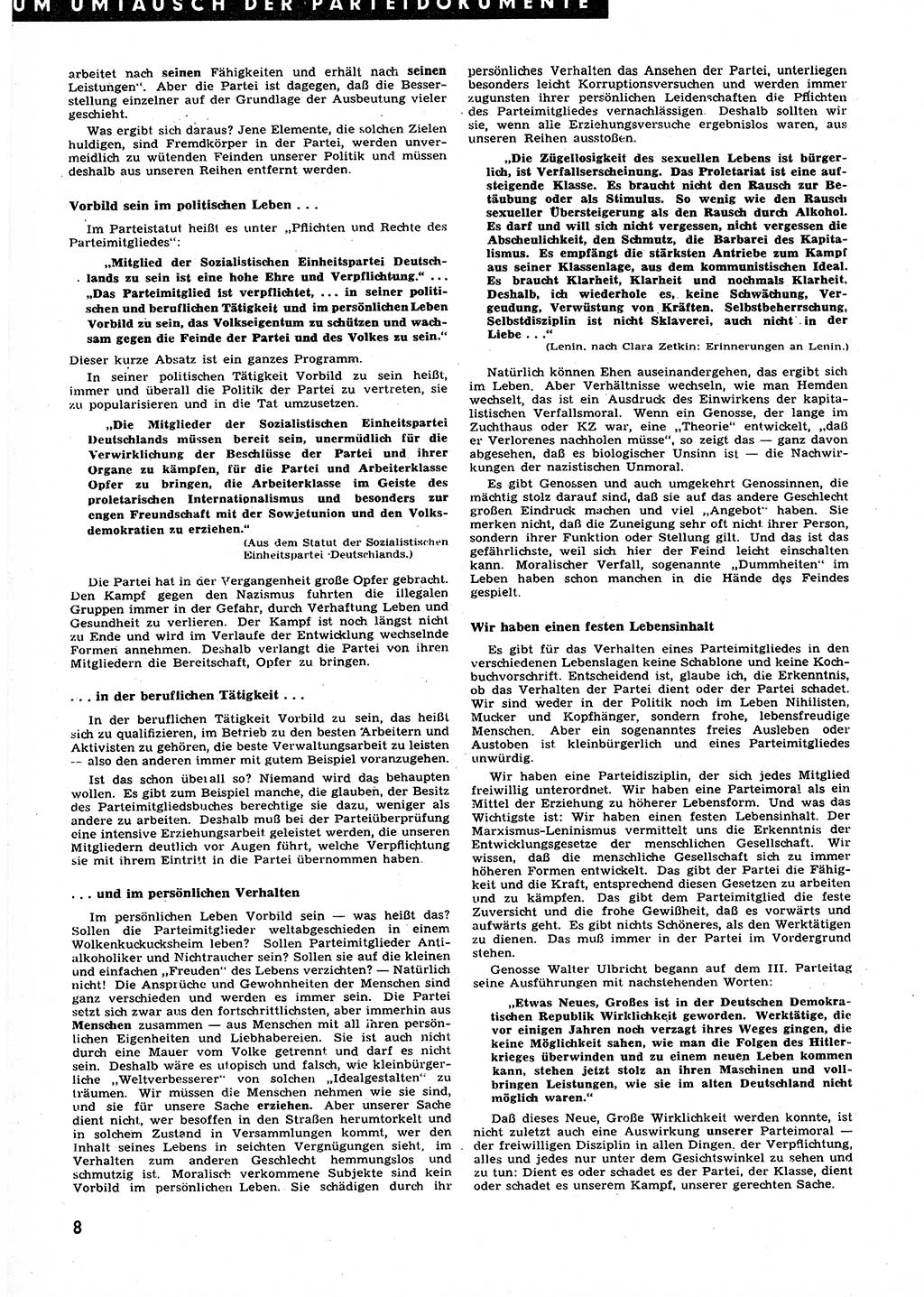 Neuer Weg (NW), Halbmonatsschrift für aktuelle Fragen der Arbeiterbewegung [Zentralkomitee (ZK) Sozialistische Einheitspartei Deutschlands (SED)], 6. Jahrgang [Deutsche Demokratische Republik (DDR)] 1951, Heft 1/8 (NW ZK SED DDR 1951, H. 1/8)