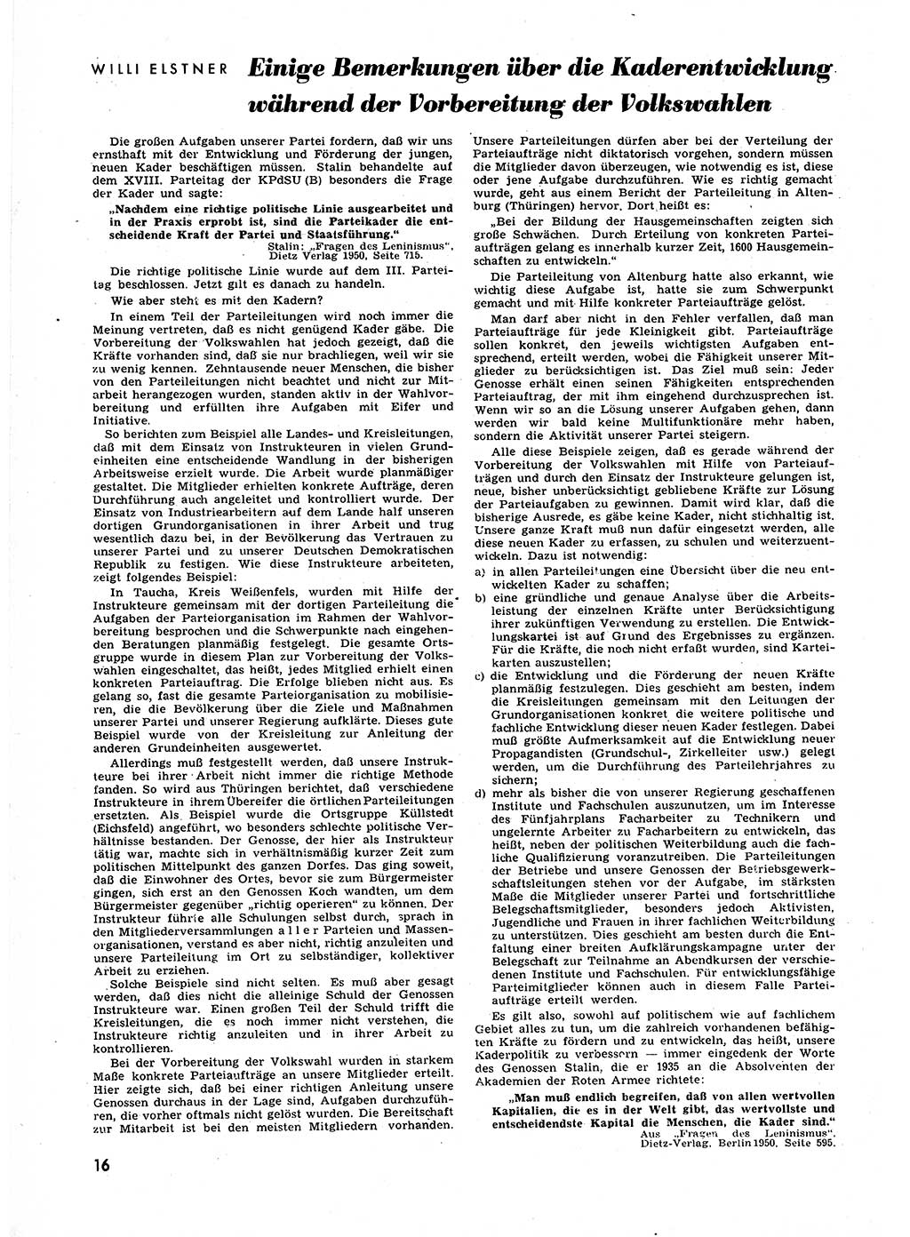 Neuer Weg (NW), Halbmonatsschrift für aktuelle Fragen der Arbeiterbewegung [Zentralkomitee (ZK) Sozialistische Einheitspartei Deutschlands (SED)], 6. Jahrgang [Deutsche Demokratische Republik (DDR)] 1951, Heft 1/16 (NW ZK SED DDR 1951, H. 1/16)