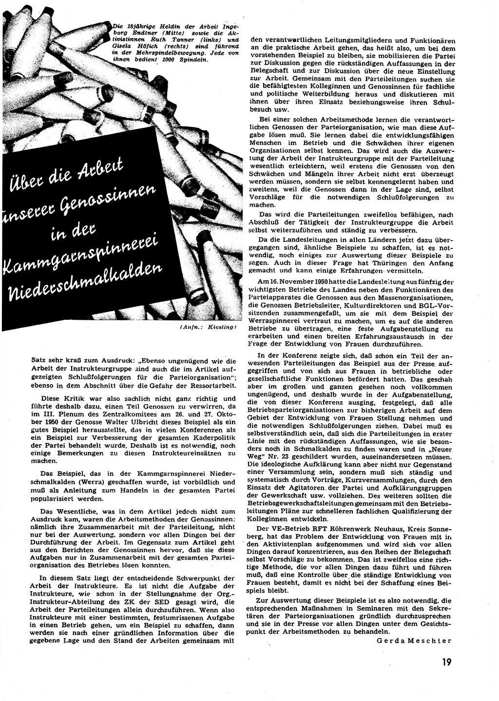 Neuer Weg (NW), Halbmonatsschrift für aktuelle Fragen der Arbeiterbewegung [Zentralkomitee (ZK) Sozialistische Einheitspartei Deutschlands (SED)], 6. Jahrgang [Deutsche Demokratische Republik (DDR)] 1951, Heft 1/19 (NW ZK SED DDR 1951, H. 1/19)