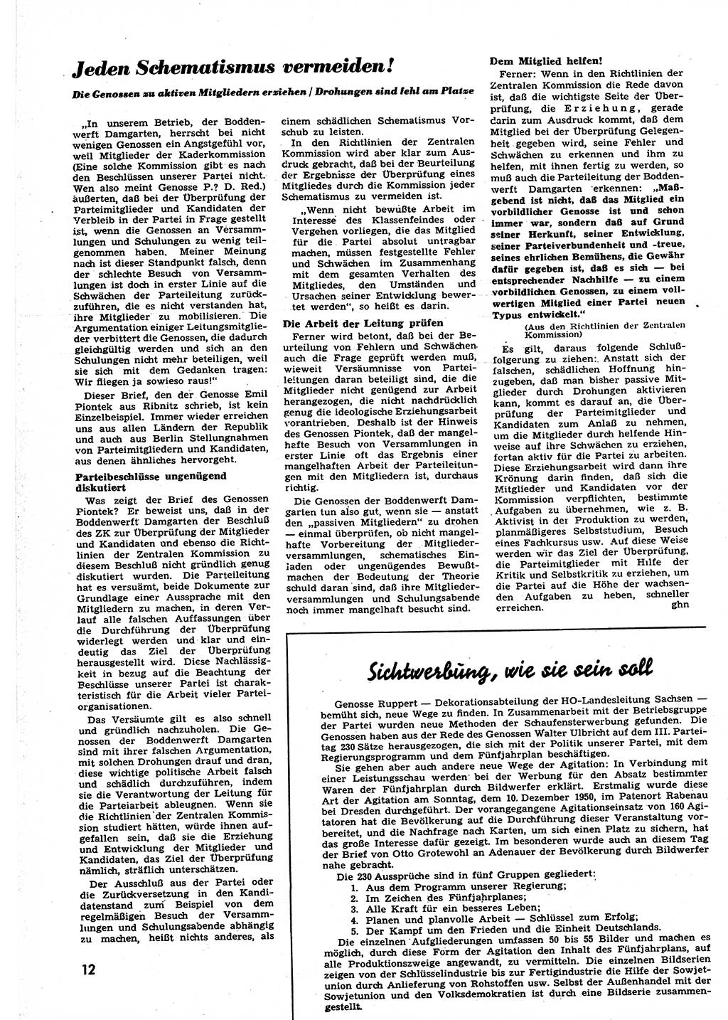 Neuer Weg (NW), Halbmonatsschrift für aktuelle Fragen der Arbeiterbewegung [Zentralkomitee (ZK) Sozialistische Einheitspartei Deutschlands (SED)], 6. Jahrgang [Deutsche Demokratische Republik (DDR)] 1951, Heft 2/12 (NW ZK SED DDR 1951, H. 2/12)