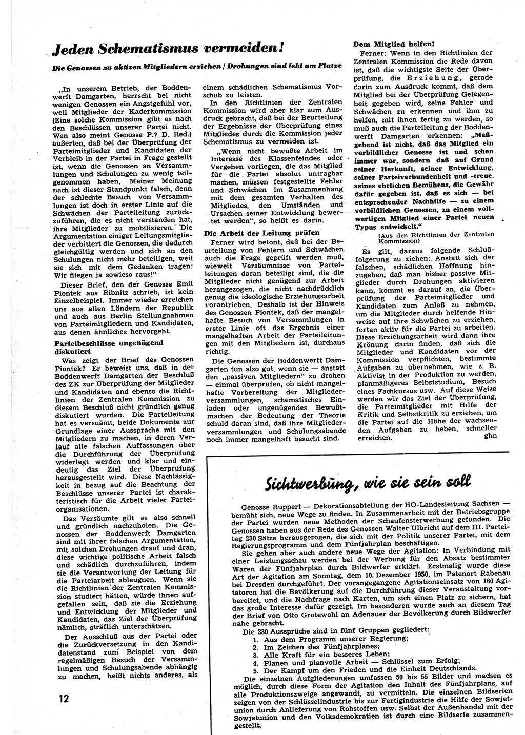 Neuer Weg (NW), Halbmonatsschrift für aktuelle Fragen der Arbeiterbewegung [Zentralkomitee (ZK) Sozialistische Einheitspartei Deutschlands (SED)], 6. Jahrgang [Deutsche Demokratische Republik (DDR)] 1951, Heft 2/12 (NW ZK SED DDR 1951, H. 2/12)