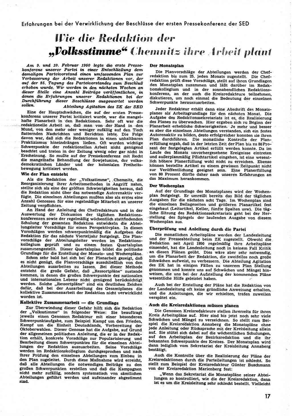 Neuer Weg (NW), Halbmonatsschrift für aktuelle Fragen der Arbeiterbewegung [Zentralkomitee (ZK) Sozialistische Einheitspartei Deutschlands (SED)], 6. Jahrgang [Deutsche Demokratische Republik (DDR)] 1951, Heft 2/17 (NW ZK SED DDR 1951, H. 2/17)