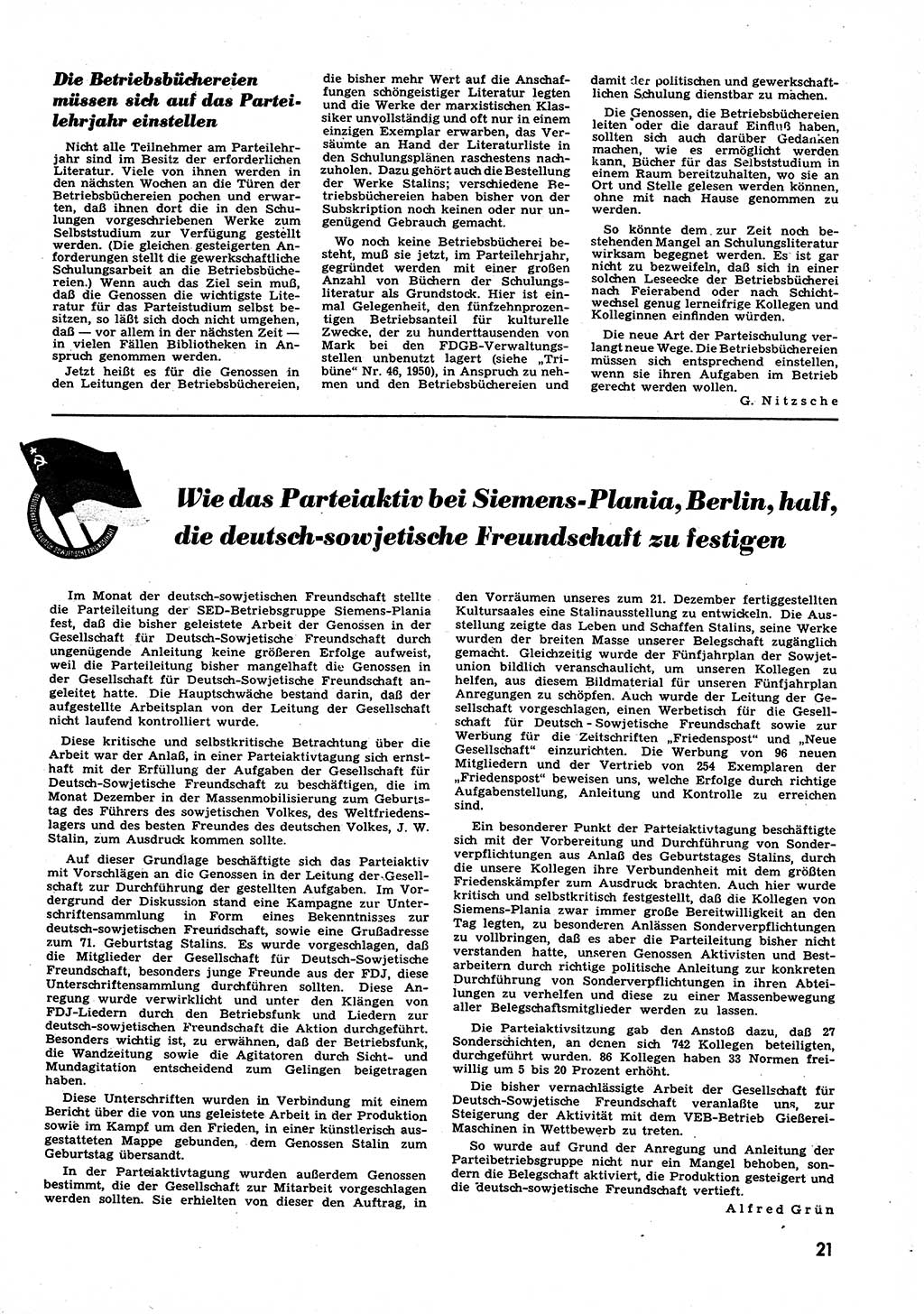 Neuer Weg (NW), Halbmonatsschrift für aktuelle Fragen der Arbeiterbewegung [Zentralkomitee (ZK) Sozialistische Einheitspartei Deutschlands (SED)], 6. Jahrgang [Deutsche Demokratische Republik (DDR)] 1951, Heft 2/21 (NW ZK SED DDR 1951, H. 2/21)