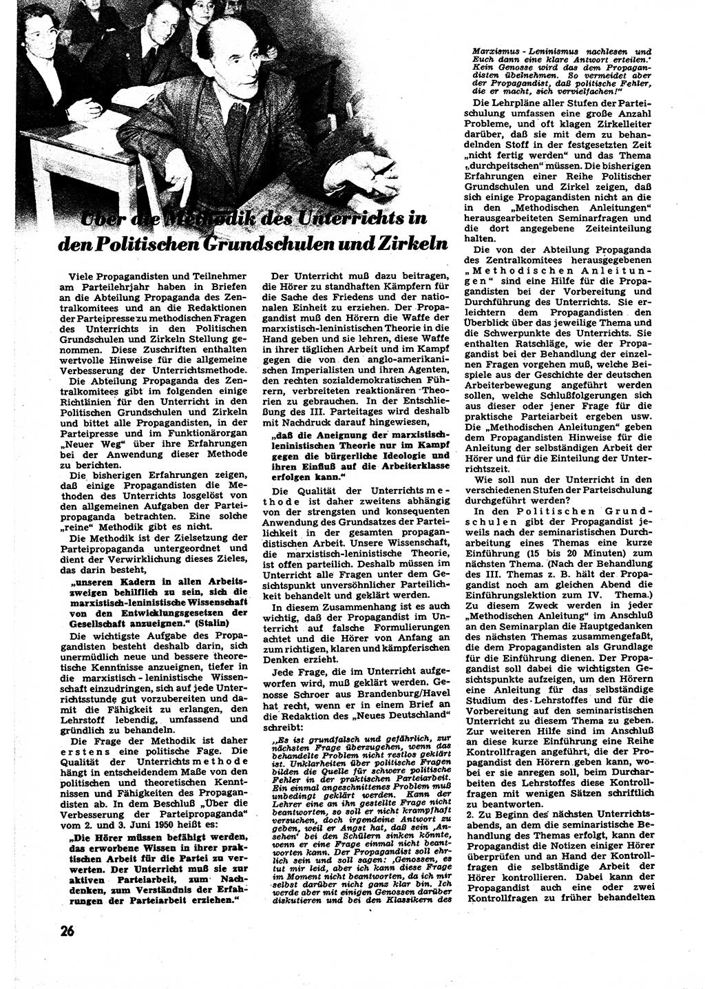 Neuer Weg (NW), Halbmonatsschrift für aktuelle Fragen der Arbeiterbewegung [Zentralkomitee (ZK) Sozialistische Einheitspartei Deutschlands (SED)], 6. Jahrgang [Deutsche Demokratische Republik (DDR)] 1951, Heft 2/26 (NW ZK SED DDR 1951, H. 2/26)