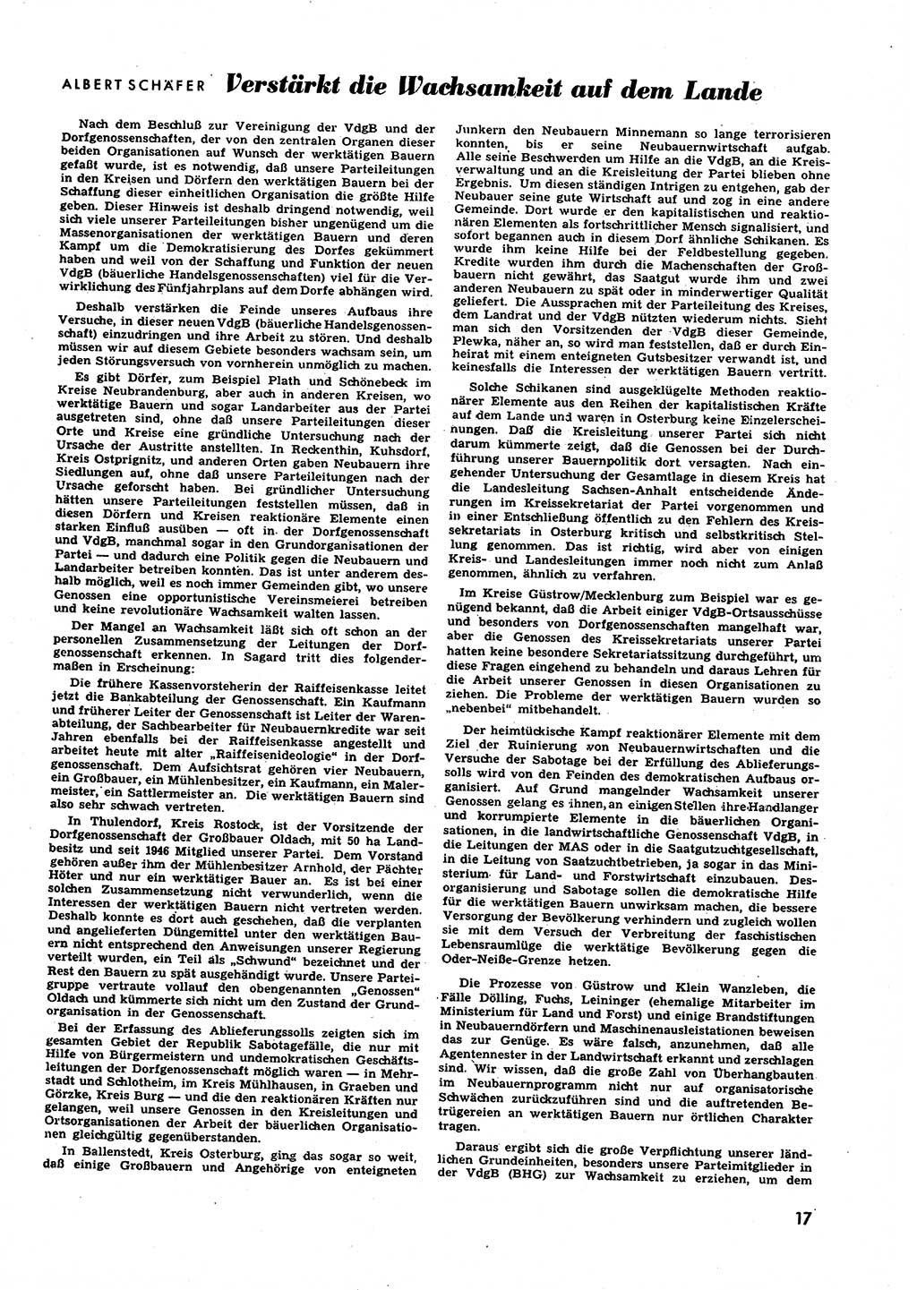 Neuer Weg (NW), Halbmonatsschrift für aktuelle Fragen der Arbeiterbewegung [Zentralkomitee (ZK) Sozialistische Einheitspartei Deutschlands (SED)], 6. Jahrgang [Deutsche Demokratische Republik (DDR)] 1951, Heft 3/17 (NW ZK SED DDR 1951, H. 3/17)