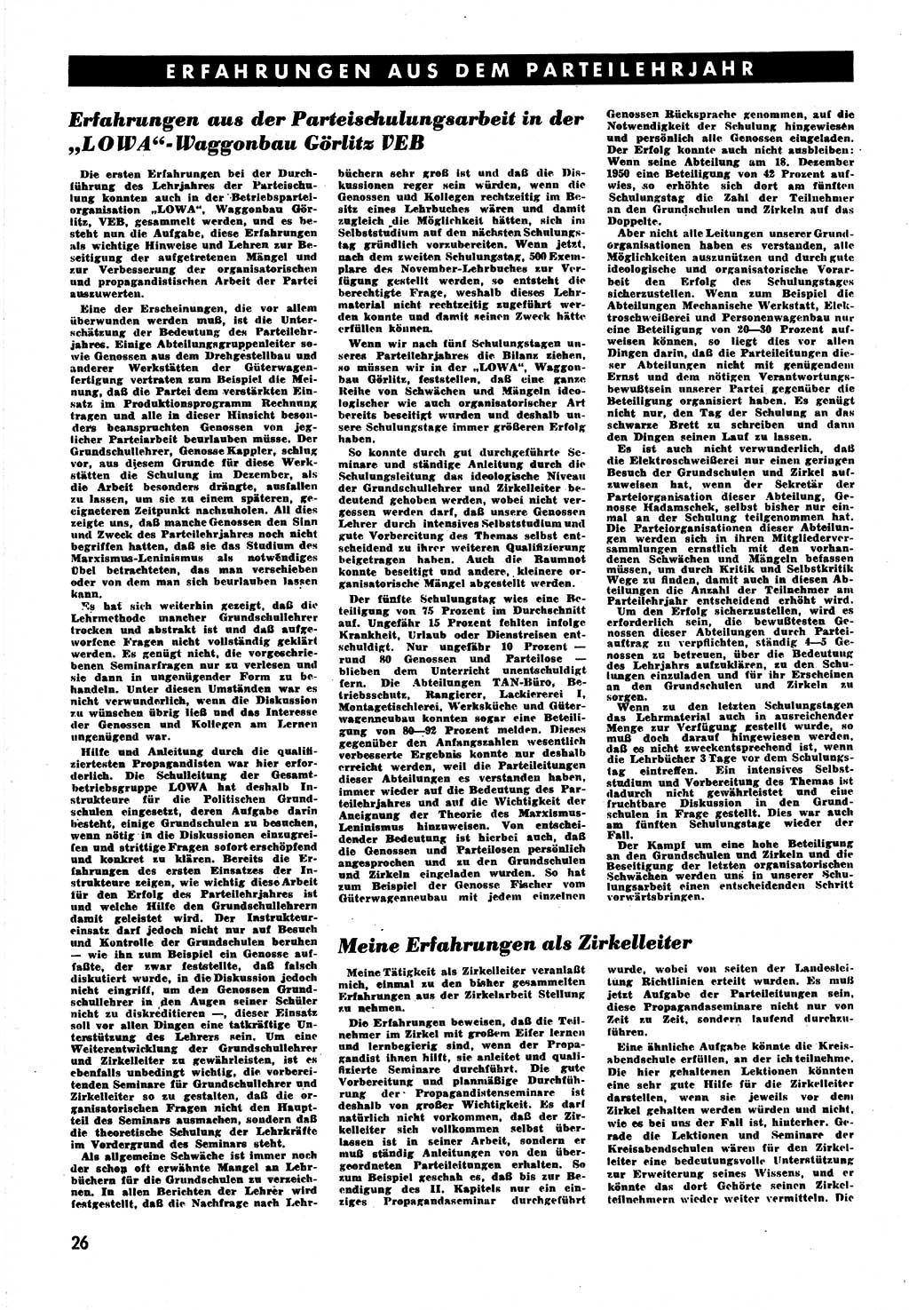 Neuer Weg (NW), Halbmonatsschrift für aktuelle Fragen der Arbeiterbewegung [Zentralkomitee (ZK) Sozialistische Einheitspartei Deutschlands (SED)], 6. Jahrgang [Deutsche Demokratische Republik (DDR)] 1951, Heft 3/26 (NW ZK SED DDR 1951, H. 3/26)