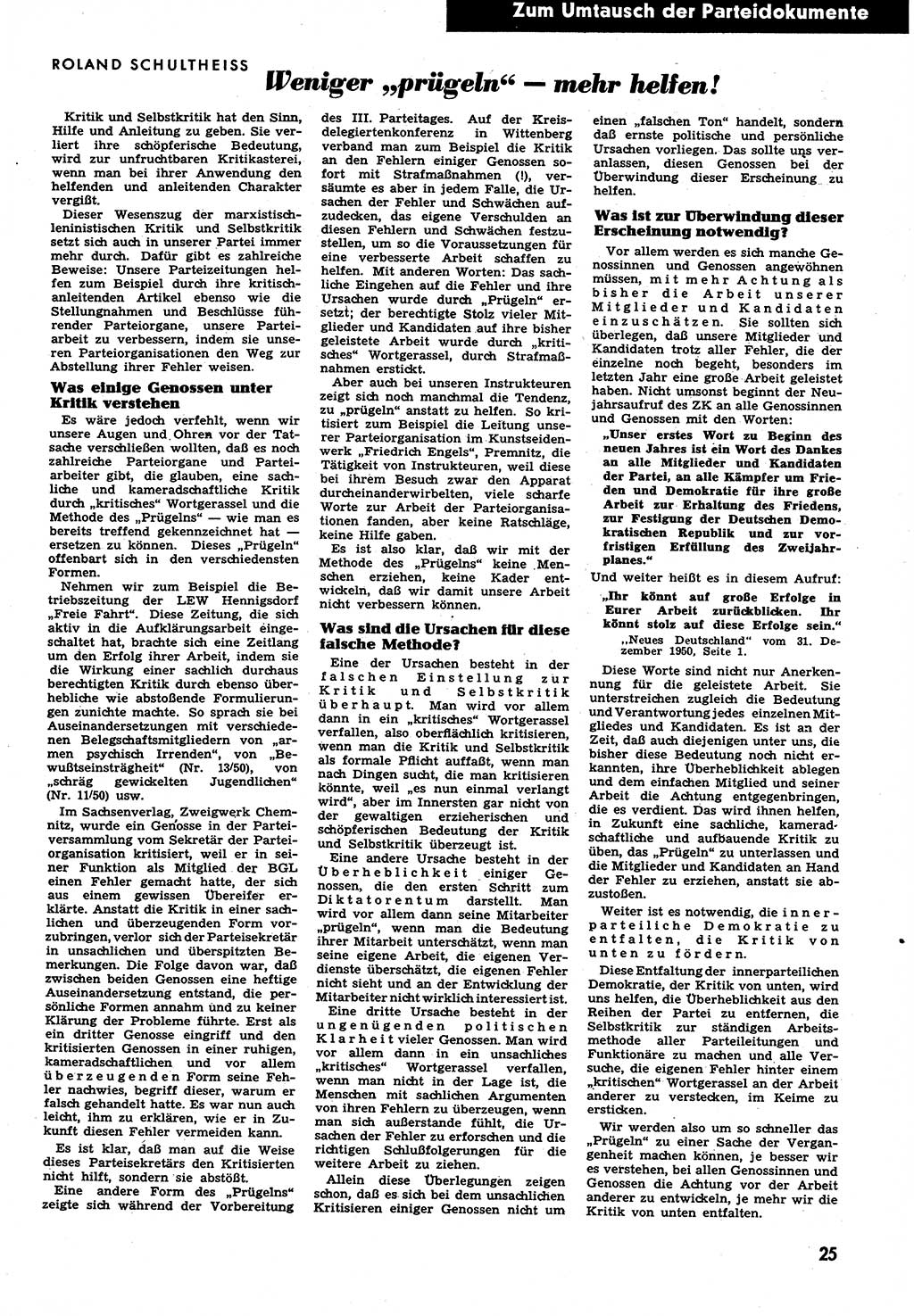 Neuer Weg (NW), Halbmonatsschrift für aktuelle Fragen der Arbeiterbewegung [Zentralkomitee (ZK) Sozialistische Einheitspartei Deutschlands (SED)], 6. Jahrgang [Deutsche Demokratische Republik (DDR)] 1951, Heft 4/25 (NW ZK SED DDR 1951, H. 4/25)