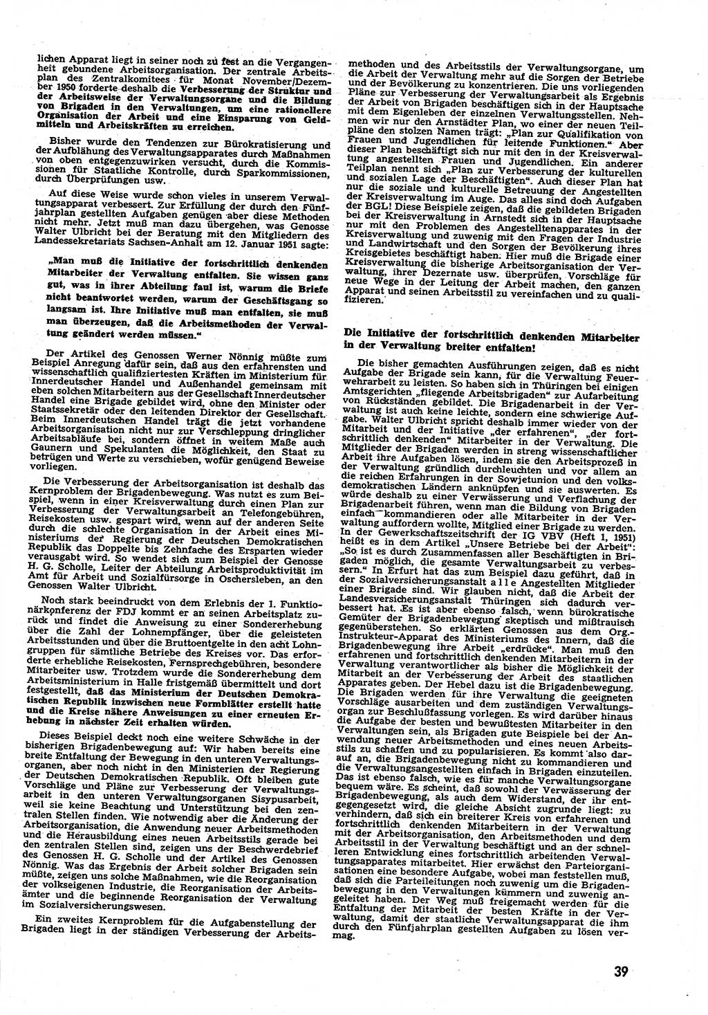 Neuer Weg (NW), Halbmonatsschrift für aktuelle Fragen der Arbeiterbewegung [Zentralkomitee (ZK) Sozialistische Einheitspartei Deutschlands (SED)], 6. Jahrgang [Deutsche Demokratische Republik (DDR)] 1951, Heft 4/39 (NW ZK SED DDR 1951, H. 4/39)