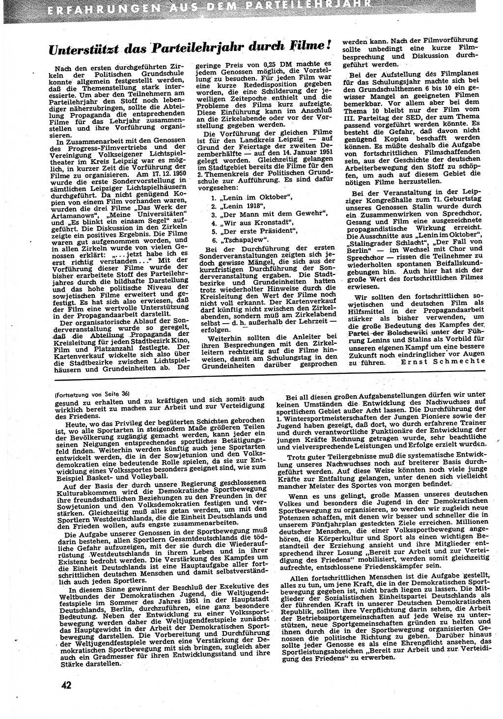 Neuer Weg (NW), Halbmonatsschrift für aktuelle Fragen der Arbeiterbewegung [Zentralkomitee (ZK) Sozialistische Einheitspartei Deutschlands (SED)], 6. Jahrgang [Deutsche Demokratische Republik (DDR)] 1951, Heft 4/42 (NW ZK SED DDR 1951, H. 4/42)