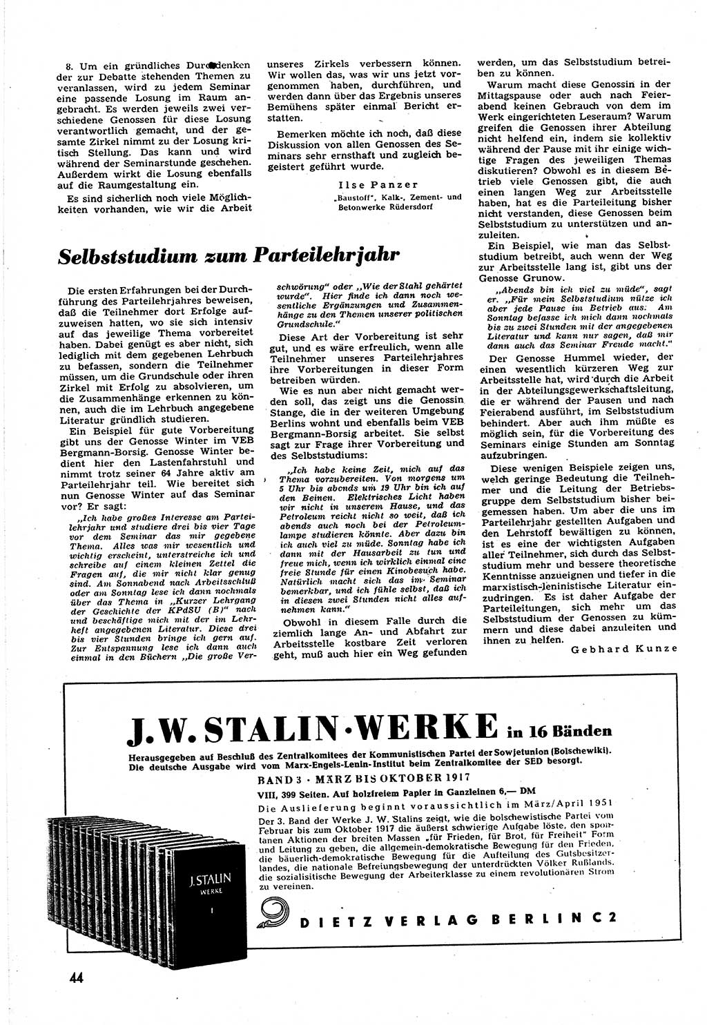 Neuer Weg (NW), Halbmonatsschrift für aktuelle Fragen der Arbeiterbewegung [Zentralkomitee (ZK) Sozialistische Einheitspartei Deutschlands (SED)], 6. Jahrgang [Deutsche Demokratische Republik (DDR)] 1951, Heft 4/44 (NW ZK SED DDR 1951, H. 4/44)