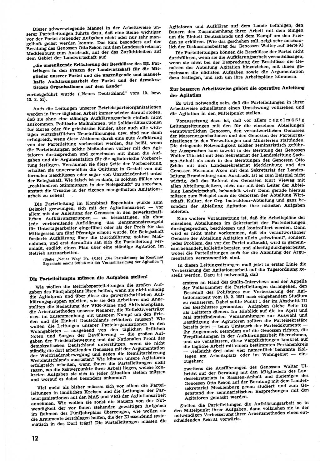 Neuer Weg (NW), Halbmonatsschrift für aktuelle Fragen der Arbeiterbewegung [Zentralkomitee (ZK) Sozialistische Einheitspartei Deutschlands (SED)], 6. Jahrgang [Deutsche Demokratische Republik (DDR)] 1951, Heft 5/12 (NW ZK SED DDR 1951, H. 5/12)