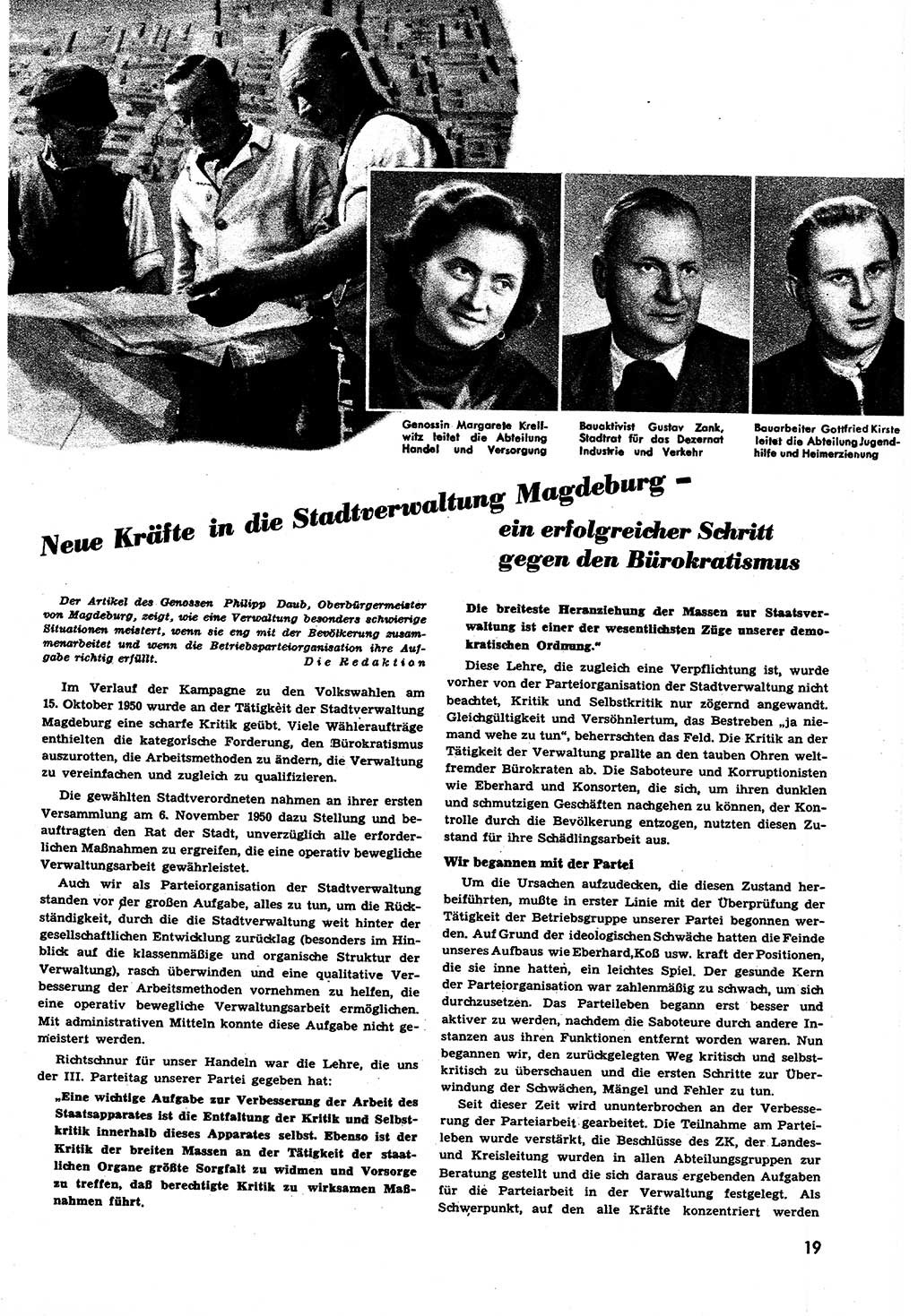 Neuer Weg (NW), Halbmonatsschrift für aktuelle Fragen der Arbeiterbewegung [Zentralkomitee (ZK) Sozialistische Einheitspartei Deutschlands (SED)], 6. Jahrgang [Deutsche Demokratische Republik (DDR)] 1951, Heft 6/19 (NW ZK SED DDR 1951, H. 6/19)