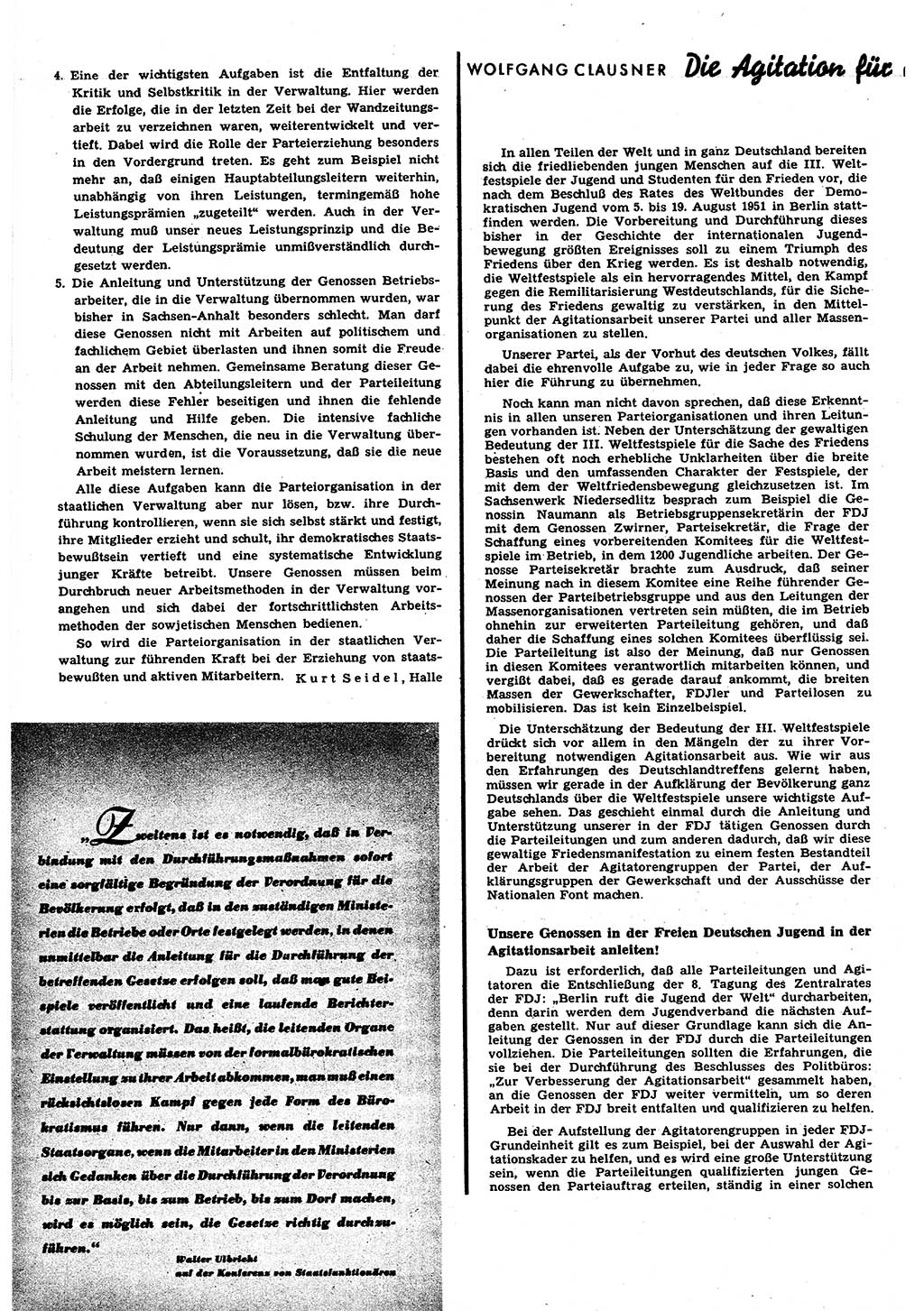 Neuer Weg (NW), Halbmonatsschrift für aktuelle Fragen der Arbeiterbewegung [Zentralkomitee (ZK) Sozialistische Einheitspartei Deutschlands (SED)], 6. Jahrgang [Deutsche Demokratische Republik (DDR)] 1951, Heft 6/22 (NW ZK SED DDR 1951, H. 6/22)