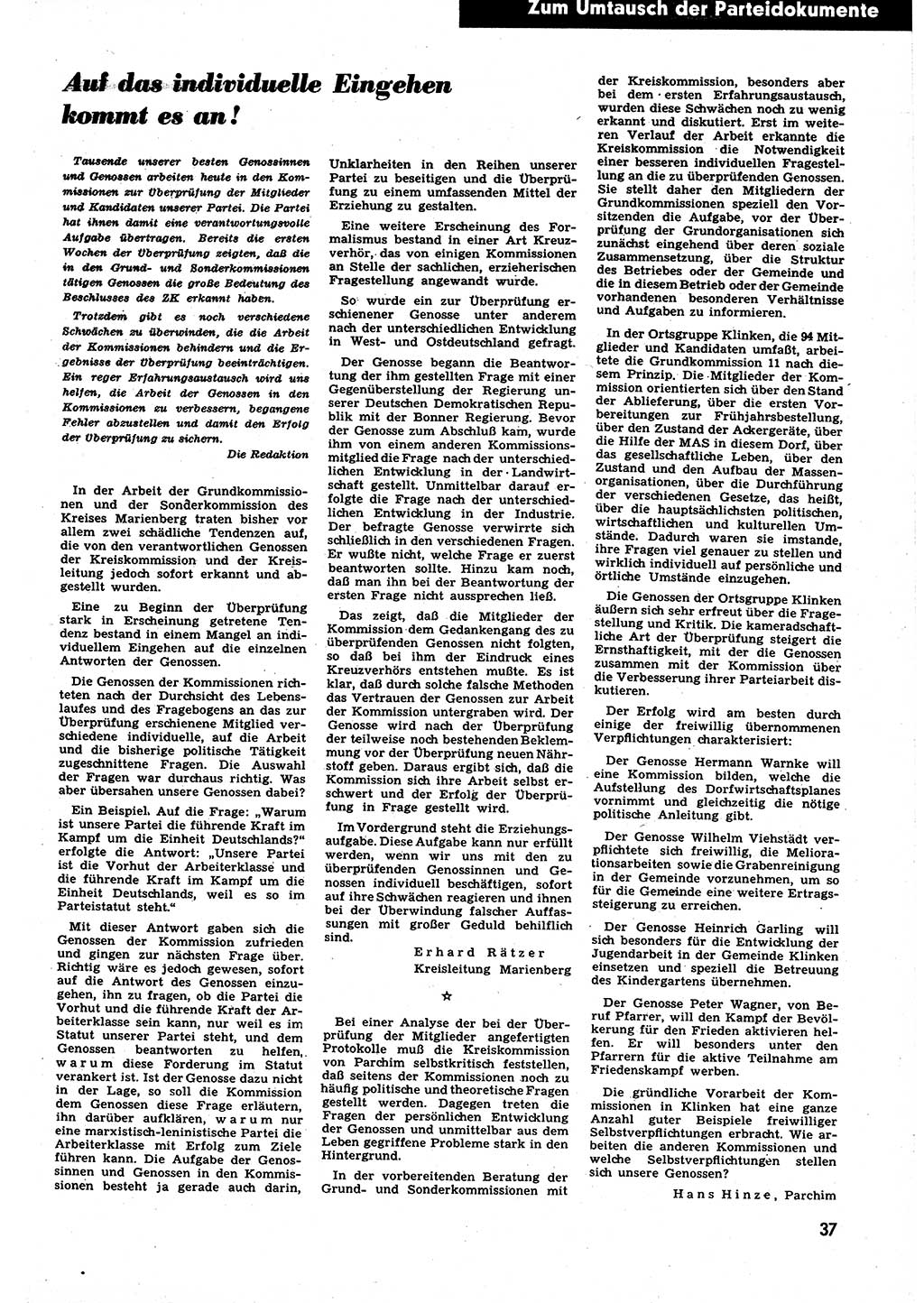 Neuer Weg (NW), Halbmonatsschrift für aktuelle Fragen der Arbeiterbewegung [Zentralkomitee (ZK) Sozialistische Einheitspartei Deutschlands (SED)], 6. Jahrgang [Deutsche Demokratische Republik (DDR)] 1951, Heft 6/37 (NW ZK SED DDR 1951, H. 6/37)