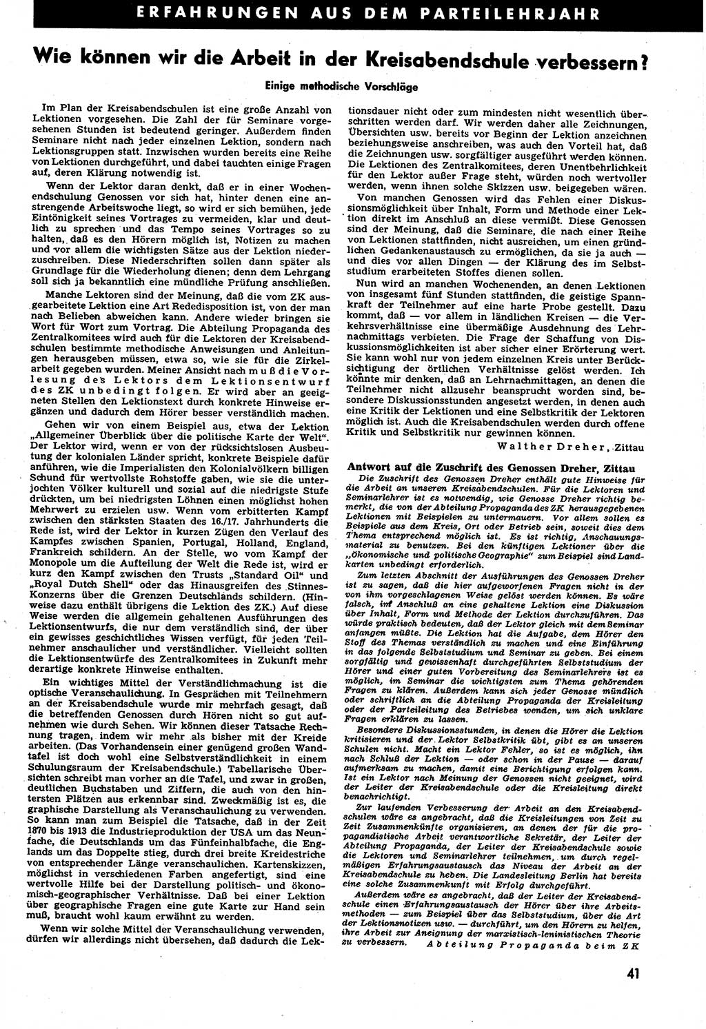 Neuer Weg (NW), Halbmonatsschrift für aktuelle Fragen der Arbeiterbewegung [Zentralkomitee (ZK) Sozialistische Einheitspartei Deutschlands (SED)], 6. Jahrgang [Deutsche Demokratische Republik (DDR)] 1951, Heft 6/41 (NW ZK SED DDR 1951, H. 6/41)