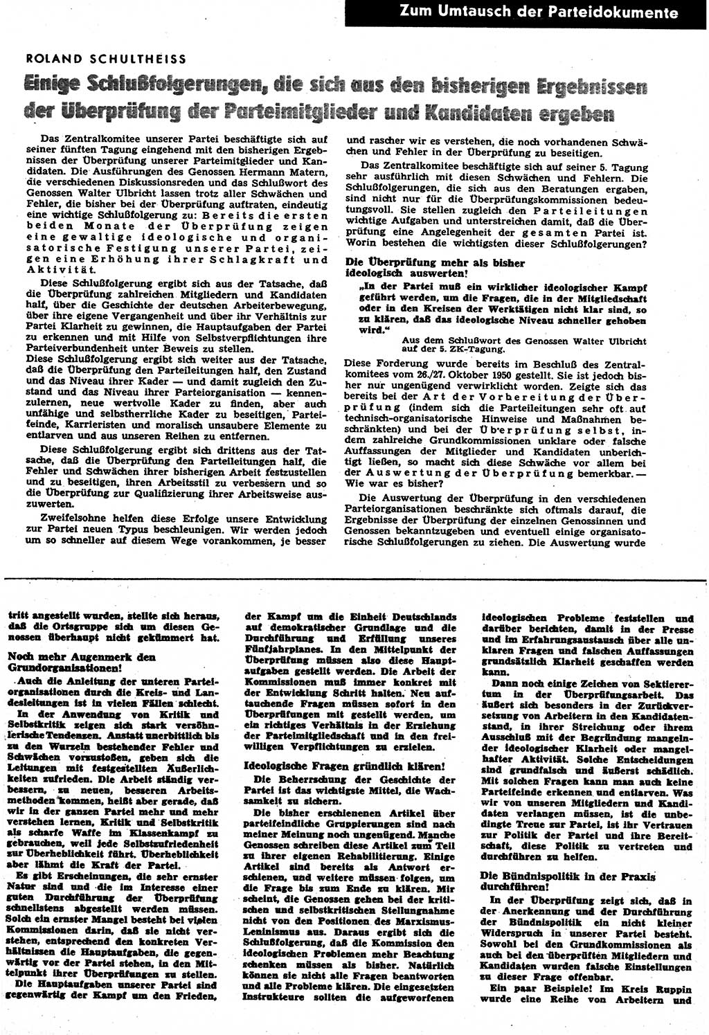 Neuer Weg (NW), Halbmonatsschrift für aktuelle Fragen der Arbeiterbewegung [Zentralkomitee (ZK) Sozialistische Einheitspartei Deutschlands (SED)], 6. Jahrgang [Deutsche Demokratische Republik (DDR)] 1951, Heft 7/7 (NW ZK SED DDR 1951, H. 7/7)