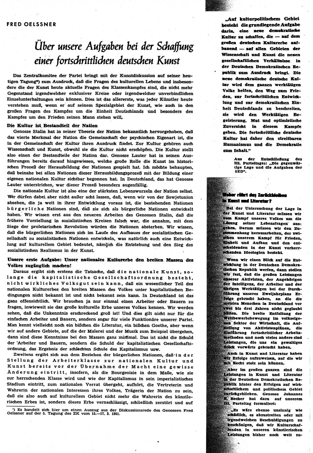 Neuer Weg (NW), Halbmonatsschrift für aktuelle Fragen der Arbeiterbewegung [Zentralkomitee (ZK) Sozialistische Einheitspartei Deutschlands (SED)], 6. Jahrgang [Deutsche Demokratische Republik (DDR)] 1951, Heft 7/13 (NW ZK SED DDR 1951, H. 7/13)