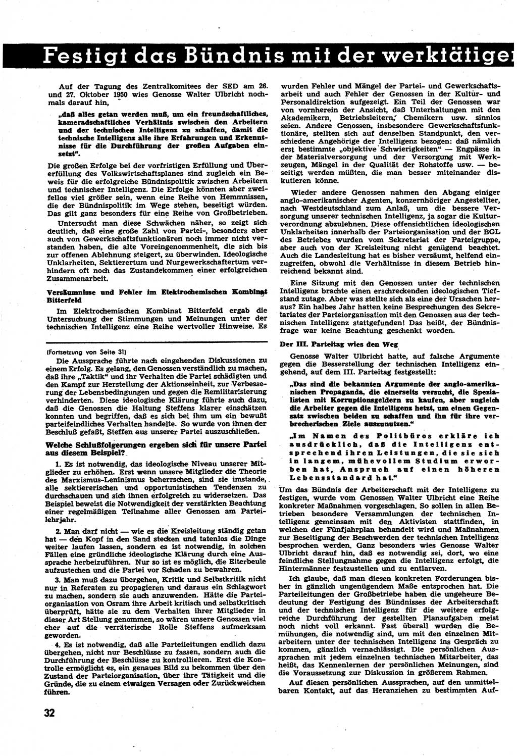 Neuer Weg (NW), Halbmonatsschrift für aktuelle Fragen der Arbeiterbewegung [Zentralkomitee (ZK) Sozialistische Einheitspartei Deutschlands (SED)], 6. Jahrgang [Deutsche Demokratische Republik (DDR)] 1951, Heft 7/32 (NW ZK SED DDR 1951, H. 7/32)