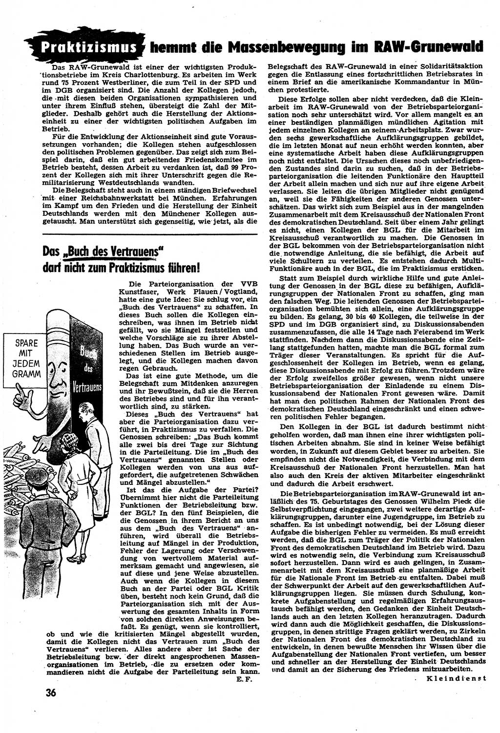 Neuer Weg (NW), Halbmonatsschrift für aktuelle Fragen der Arbeiterbewegung [Zentralkomitee (ZK) Sozialistische Einheitspartei Deutschlands (SED)], 6. Jahrgang [Deutsche Demokratische Republik (DDR)] 1951, Heft 7/36 (NW ZK SED DDR 1951, H. 7/36)