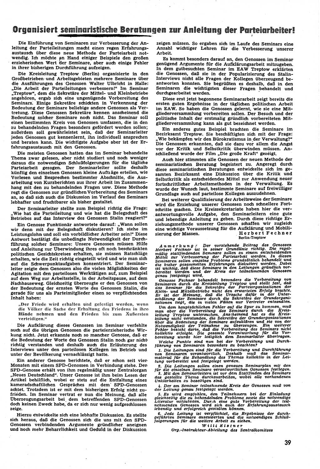 Neuer Weg (NW), Halbmonatsschrift für aktuelle Fragen der Arbeiterbewegung [Zentralkomitee (ZK) Sozialistische Einheitspartei Deutschlands (SED)], 6. Jahrgang [Deutsche Demokratische Republik (DDR)] 1951, Heft 7/39 (NW ZK SED DDR 1951, H. 7/39)
