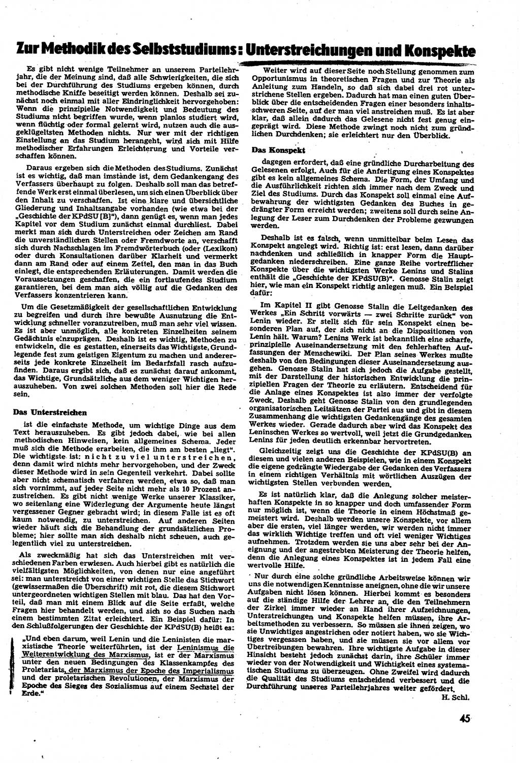 Neuer Weg (NW), Halbmonatsschrift für aktuelle Fragen der Arbeiterbewegung [Zentralkomitee (ZK) Sozialistische Einheitspartei Deutschlands (SED)], 6. Jahrgang [Deutsche Demokratische Republik (DDR)] 1951, Heft 7/45 (NW ZK SED DDR 1951, H. 7/45)