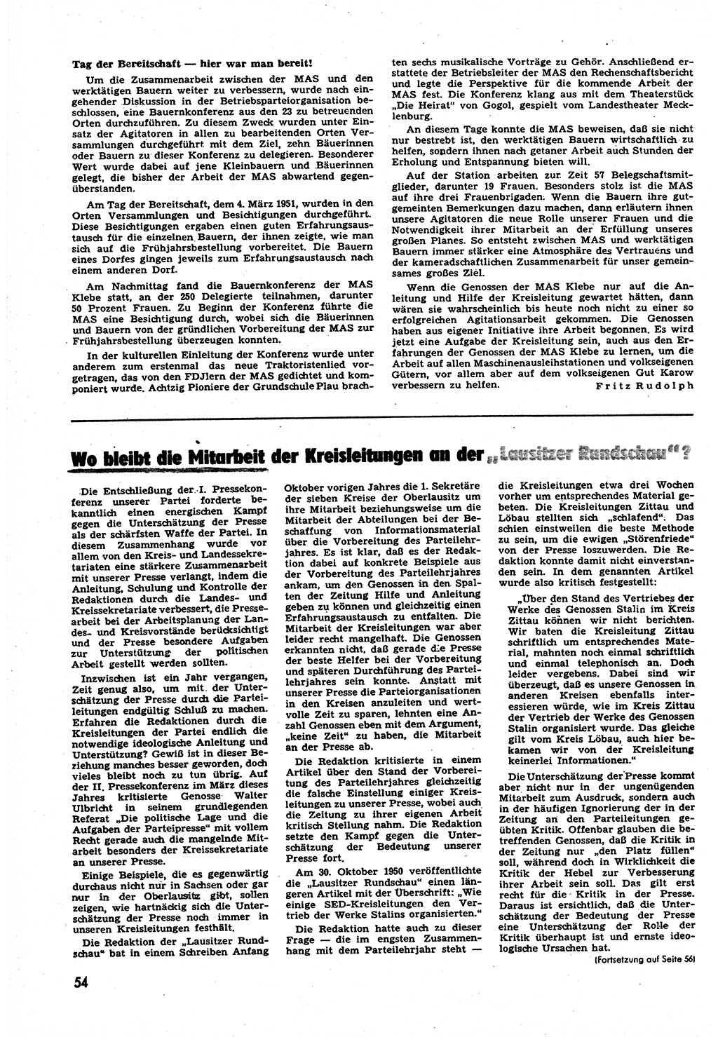 Neuer Weg (NW), Halbmonatsschrift für aktuelle Fragen der Arbeiterbewegung [Zentralkomitee (ZK) Sozialistische Einheitspartei Deutschlands (SED)], 6. Jahrgang [Deutsche Demokratische Republik (DDR)] 1951, Heft 7/54 (NW ZK SED DDR 1951, H. 7/54)